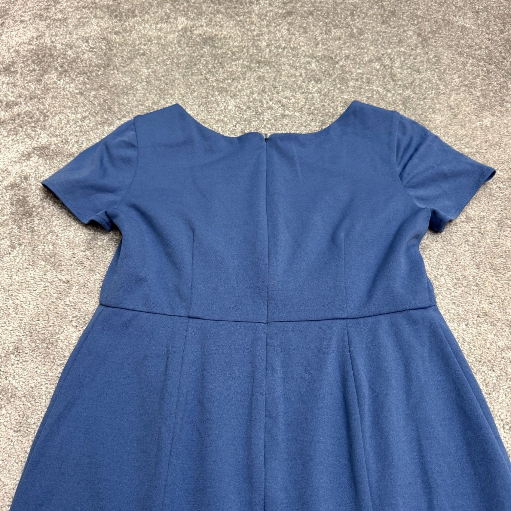 Vintage Paper Crown Midi Sheath Dress Womens Medium Blue Ruffle Hem Short Sleeve Rayon Size 32" / US 10 / IT 46 - 4 Thumbnail