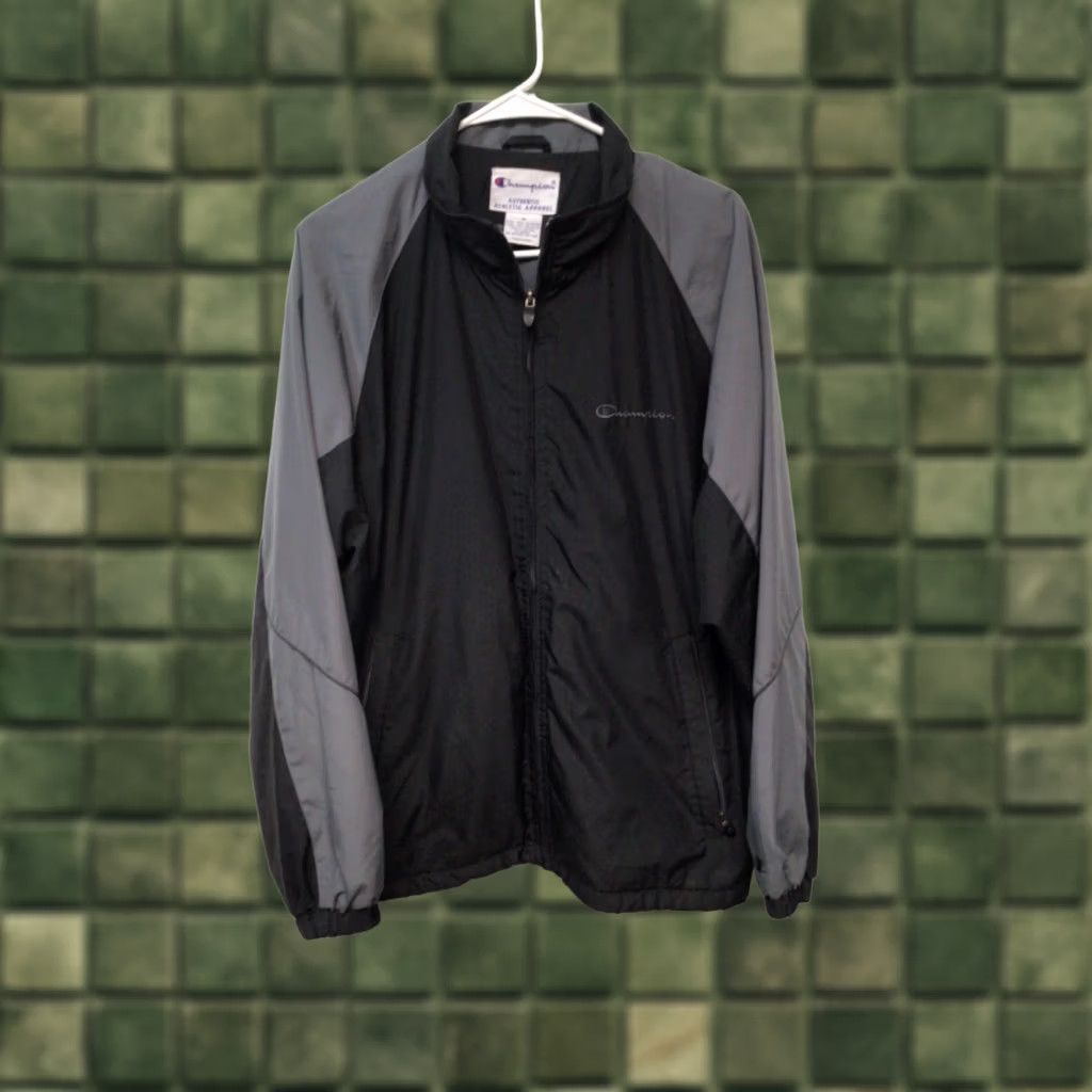 Champion Jacket Mens Medium Black Full Zip Lined Polyester Activewear, Men's