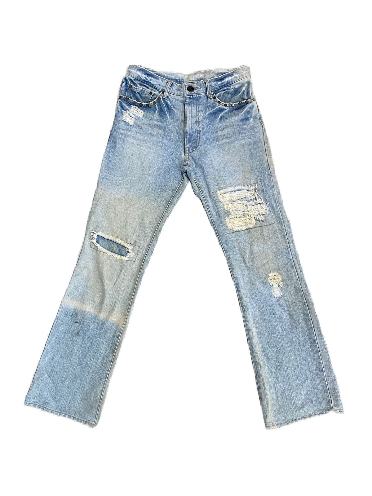 SUPER FLARE DISTRESS JAPAN BRAND RIPPED JEANS STYLE DISTRESS