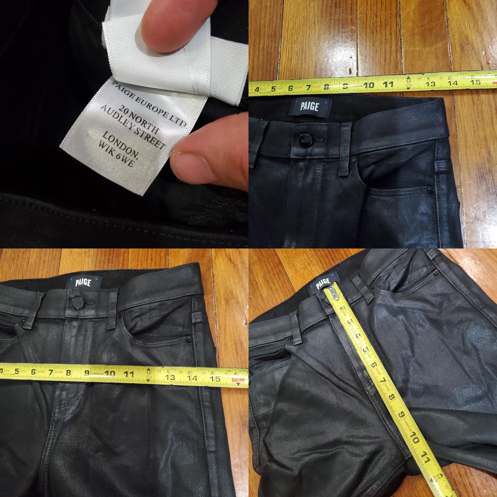Paige Paige Womens Jeans 26 Black Cindy Coated High Rise Straight Leg Faux Leather Denim Zip Pockets Stretch Vintage: No Mens Womens Size 26" / US 2 / IT 38 - 9 Thumbnail