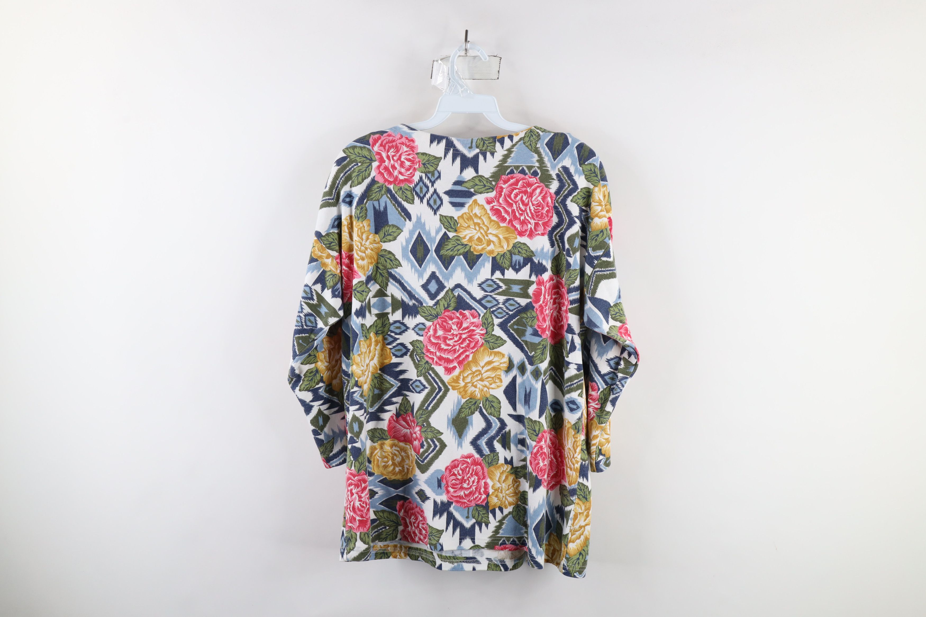Vintage Vintage 90s Streetwear 3/4 Sleeve Flower Floral T-Shirt USA Size L / US 10 / IT 46 - 7 Thumbnail