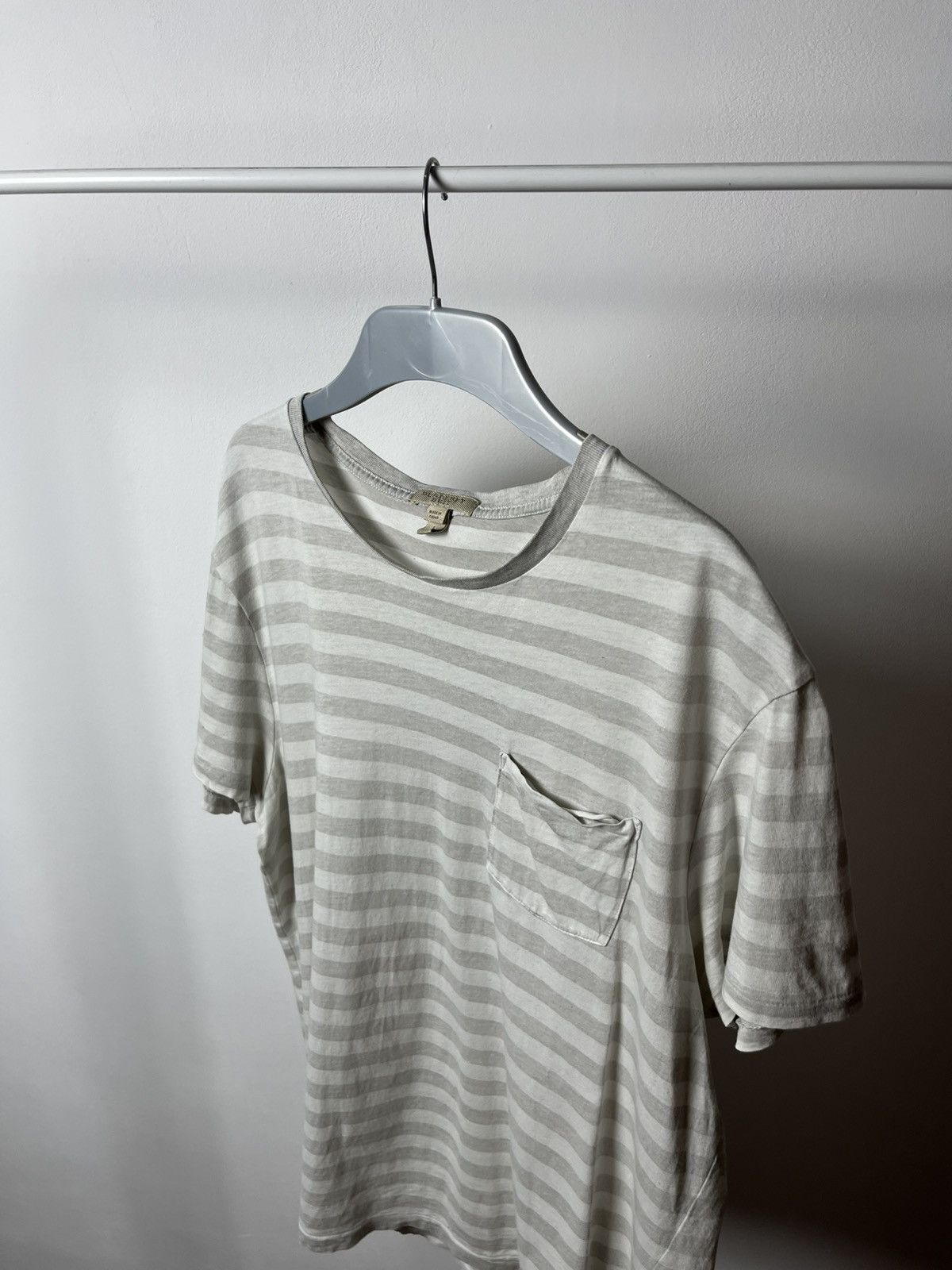 Burberry Burberry Brit Womens Stripe Tee Gray White Pocket Logo L Size L / US 10 / IT 46 - 9 Thumbnail