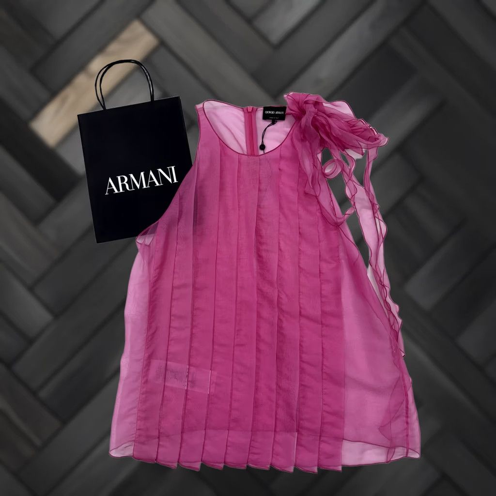 Giorgio Armani GIORGIO ARMANI Magenta Silk Dress—Womens Sleeveless Knee-length 46, BNWT, Crew Neck, Solid, Formal, Italy, USA Size 46, Silk Size L / US 10 / IT 46 - 1 Thumbnail