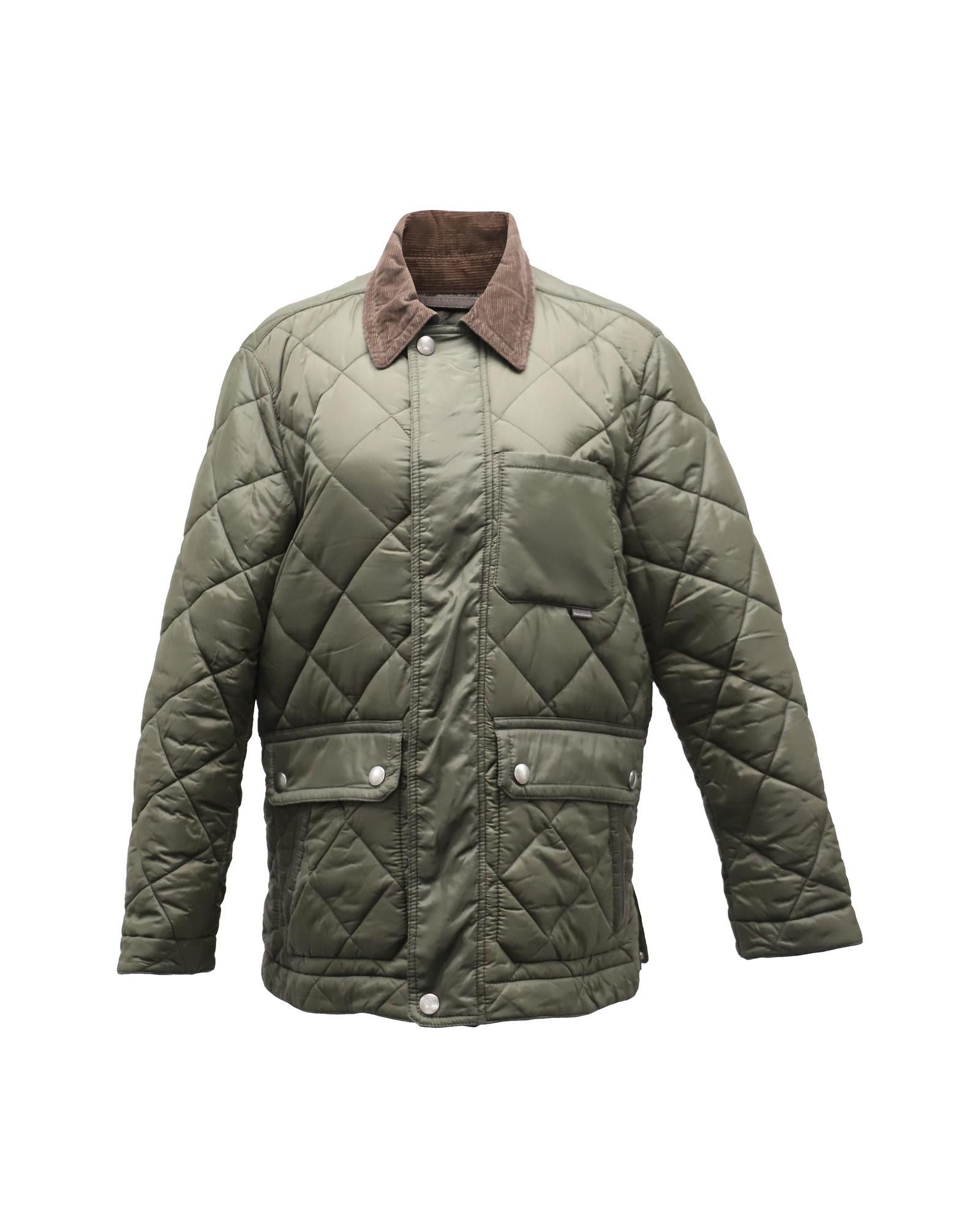 Image of Quilted Hacking Jacket In Olive Nylon By Coach in Green/Olive, Men's (Size Small)