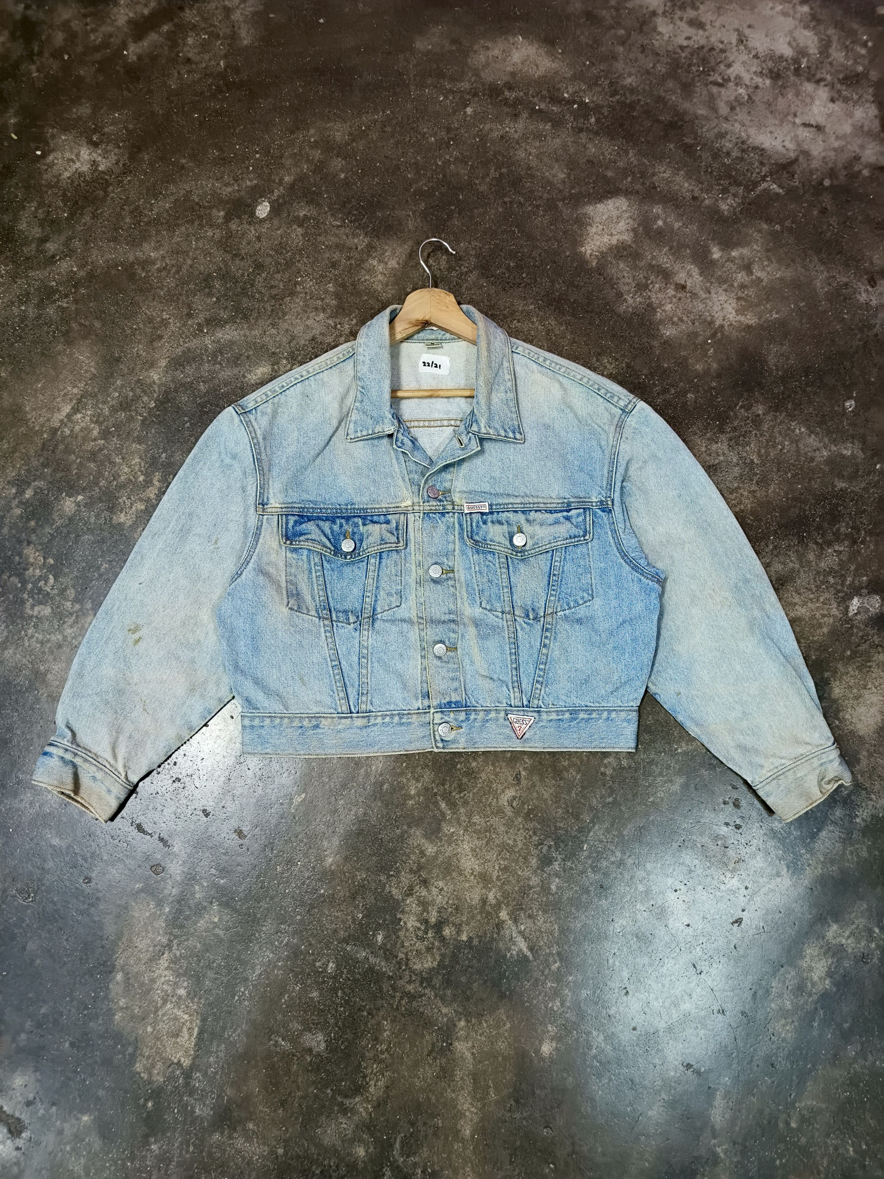 Georges Marciano 80'S Guess Jeans Light Wash Cropped Trucker Jacket Size US M / EU 48-50 / 2 - 1 Thumbnail