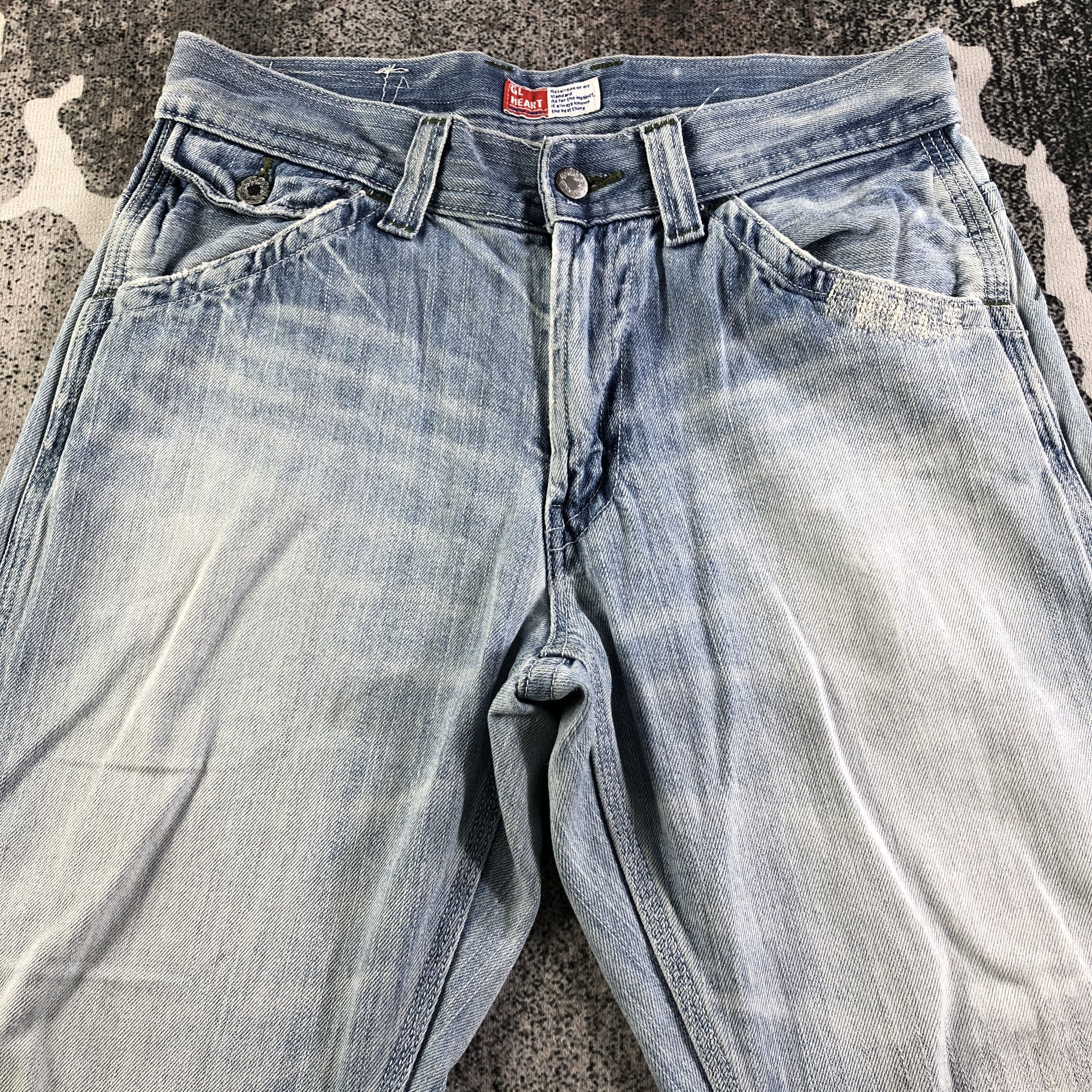 Japanese Brand GL Heart Jeans Light Wash Denim KJ2365 Size US 30 / EU 46 - 3 Thumbnail