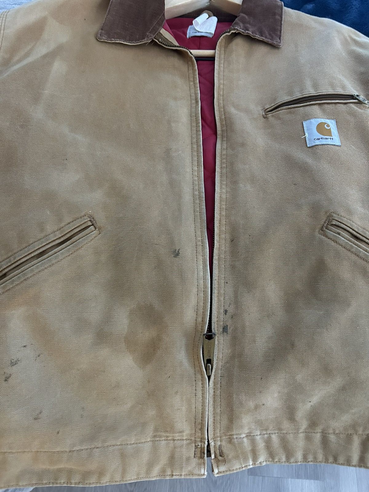 Carhartt × Carhartt Wip × Vintage Vintage 90s Carhartt Detroit Red-Quilt-Lined Workwear Jacket Size US L / EU 52-54 / 3 - 7 Thumbnail