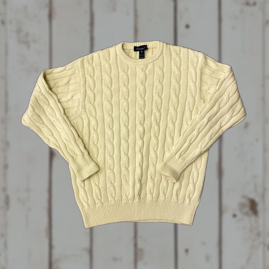 Blumarine Belmarine UOMO Cable Knit Sweater Crew Neck Ivory Men's Size M Knit Shirt Pullover Regular Size US M / EU 48-50 / 2 - 1 Thumbnail
