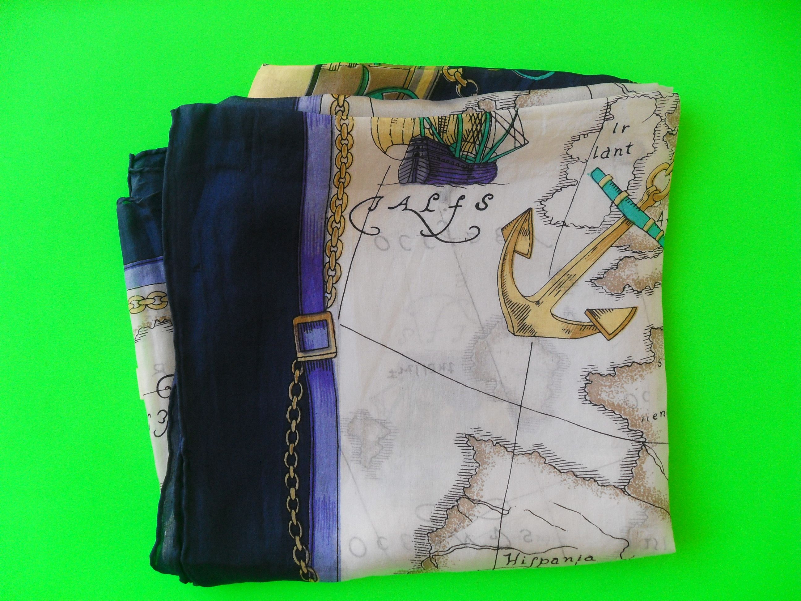 Other Very soft vintage pure silk scarf with a nautical theme. Size ONE SIZE - 3 Thumbnail