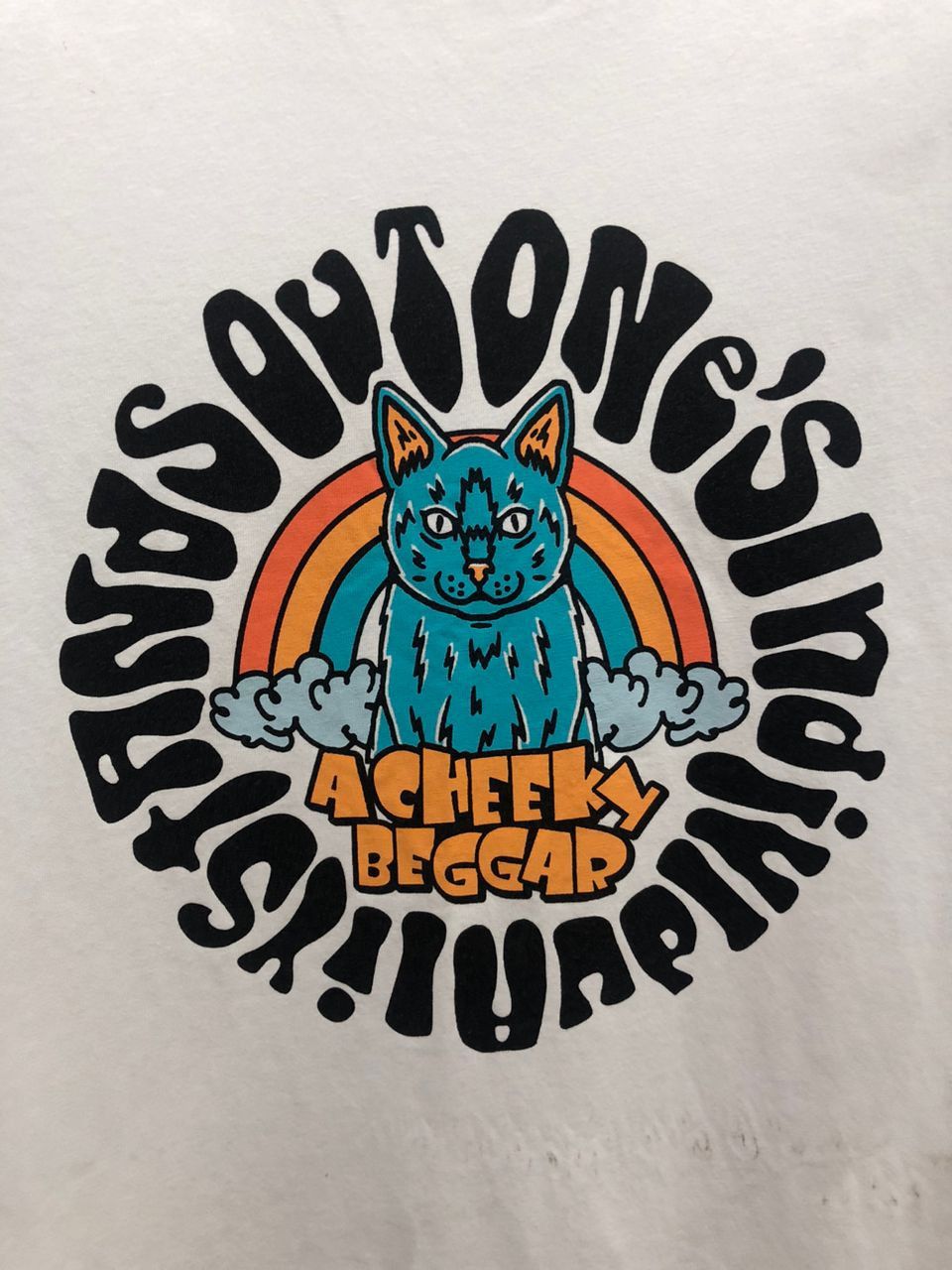 Japanese Brand Vintage WEGO blue cat design a cheeky beggar Size US M / EU 48-50 / 2 - 2 Thumbnail