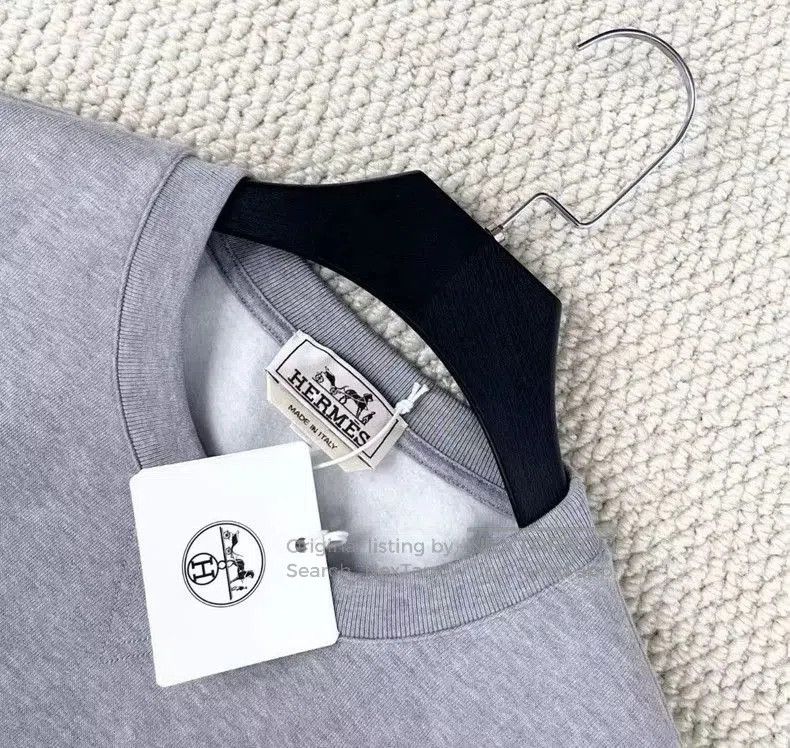 Hermes Hermes SS23 Gray Leather Logo Sweatshirt. Size US L / EU 52-54 / 3 - 2 Thumbnail