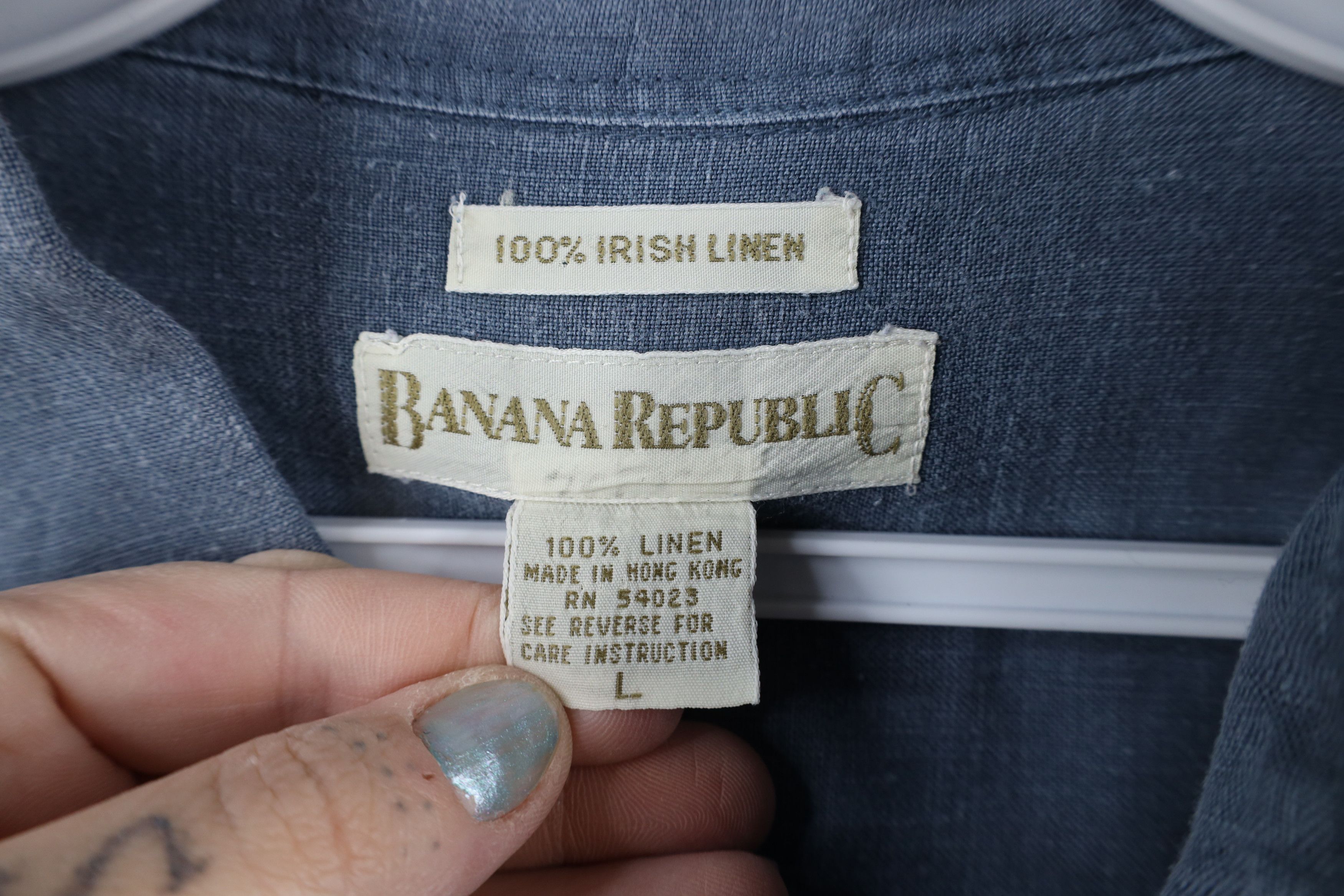 Vintage Vintage 80s 90s Banana Republic Linen Collared Button Shirt Size US L / EU 52-54 / 3 - 5 Thumbnail