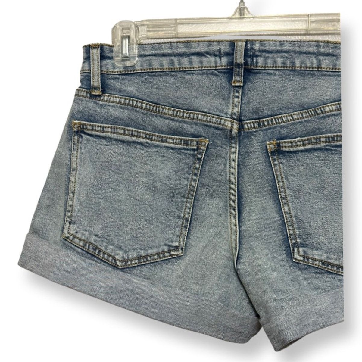 Other WeWoreWhat Jean Shorts Whiskered Cuffed Hem Mid-Rise Blue 24 Size 24" / US 00 / IT 34 - 5 Thumbnail