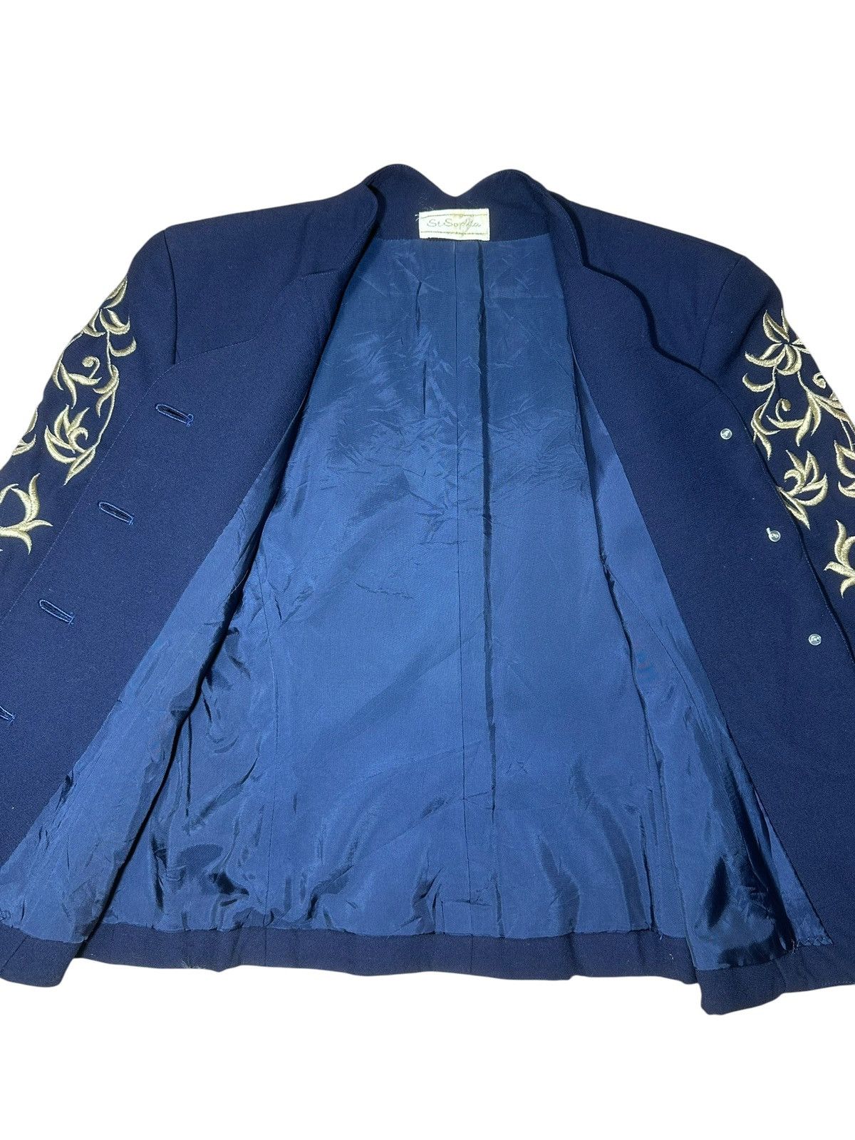 Japanese Brand St.Sophia blazer gold-toned floral embroidery on the sleeves Size S / US 4 / IT 40 - 4 Thumbnail