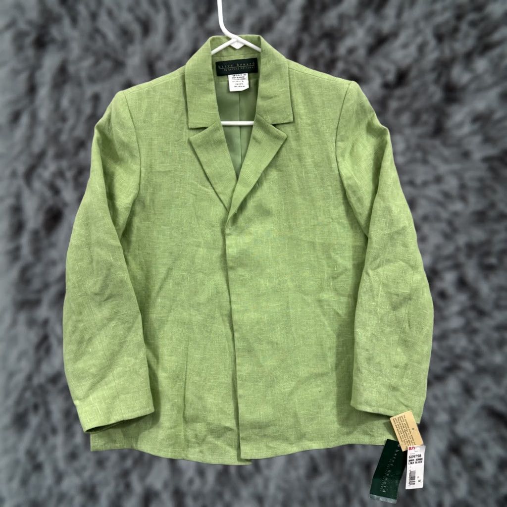 Vintage VINTAGE harvé benard Blazer Womens 6 Green Linen Open Front Jacket Head to Toe Preppy NWT Size M / US 6-8 / IT 42-44 - 1 Thumbnail