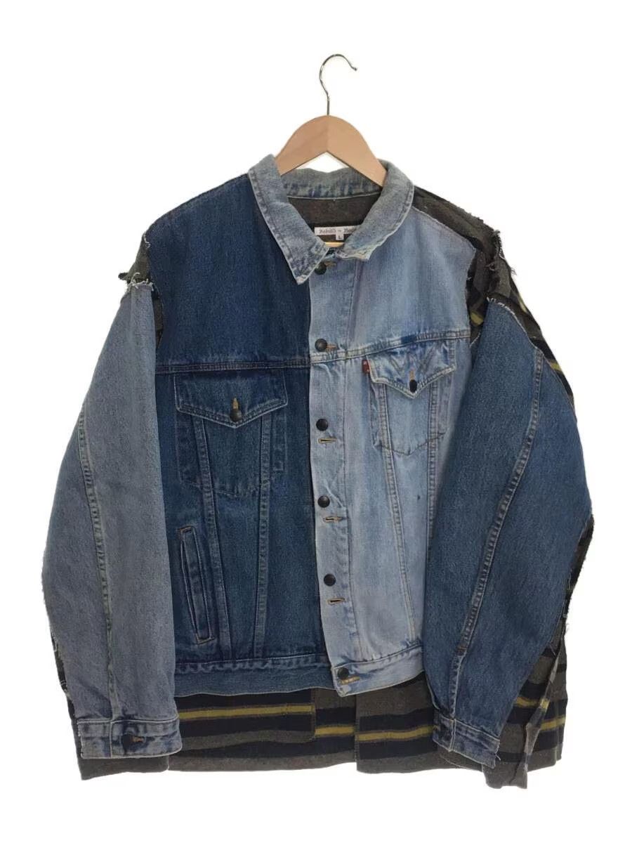 image of Needles Reconstructed Denim Wool Jacket in Blue, Men's (Size Large)