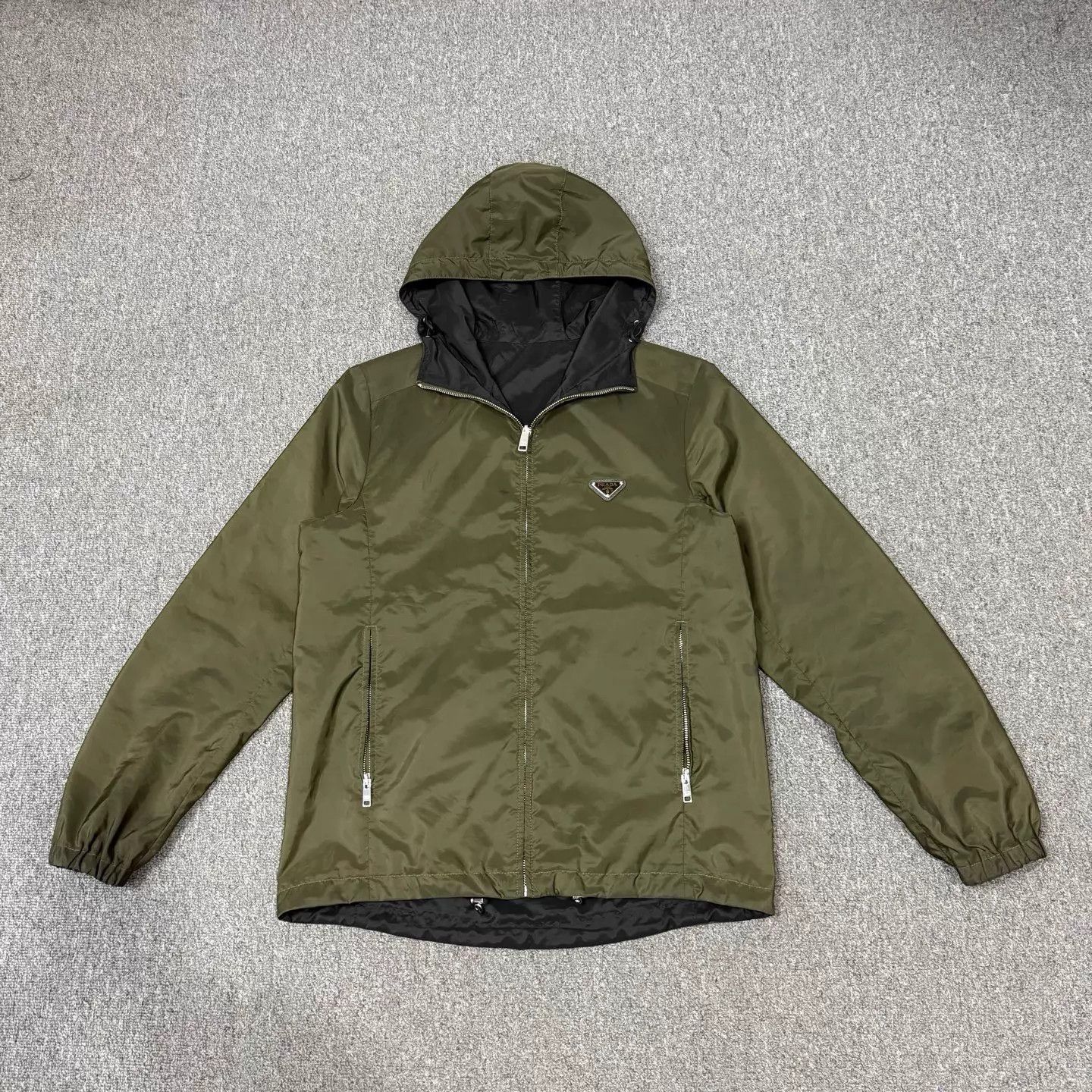 Prada Green Hooded Zip-Up Light Jacket Size US M / EU 48-50 / 2 - 1 Thumbnail