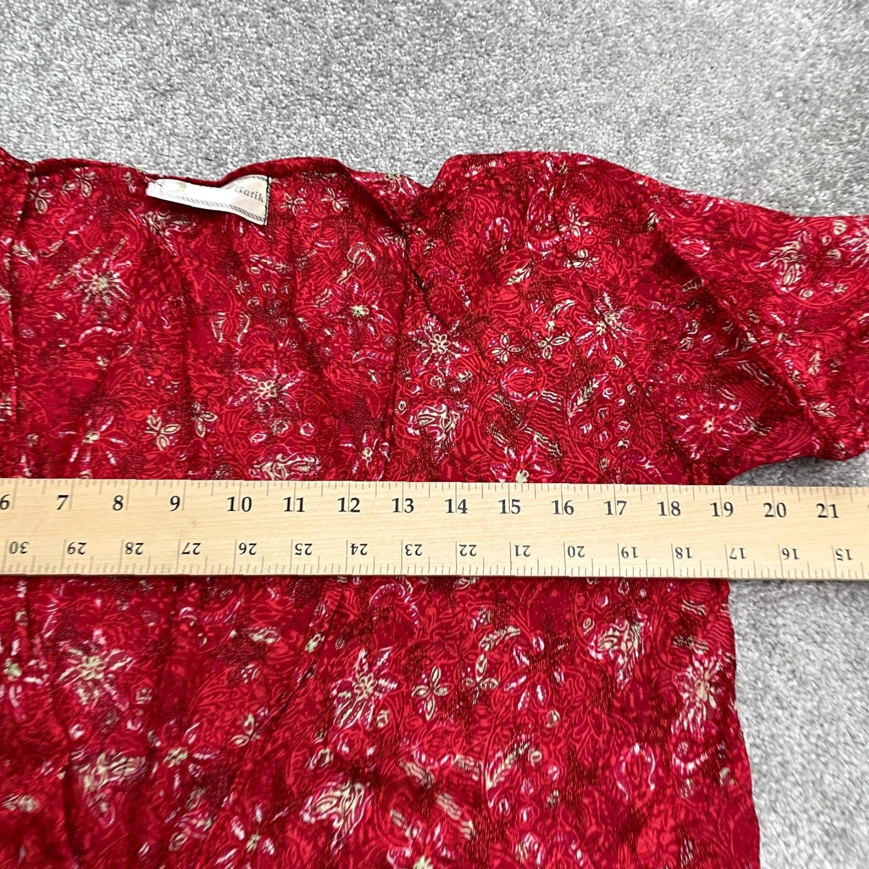 Vintage Dewi Batik Blouse Tunic Casual Red Floral Bohemian Vintage Women M Medium Lace? Size M / US 6-8 / IT 42-44 - 7 Thumbnail