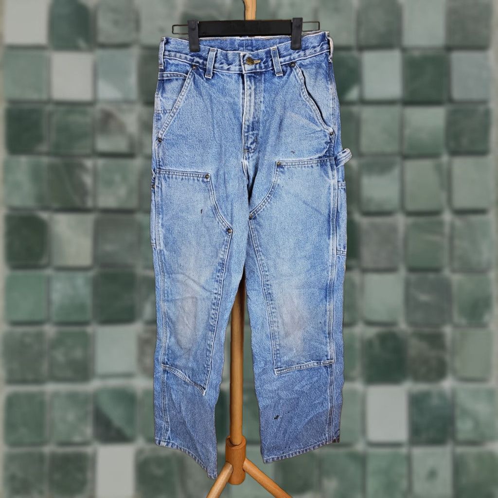 Carhartt VINTAGE Carhartt Denim DOUBLE KNEE Work Jeans Pants TAG SIZE 29X30 05 Carpenter Mens Blue WIDE LEG Size US 29 - 1 Thumbnail
