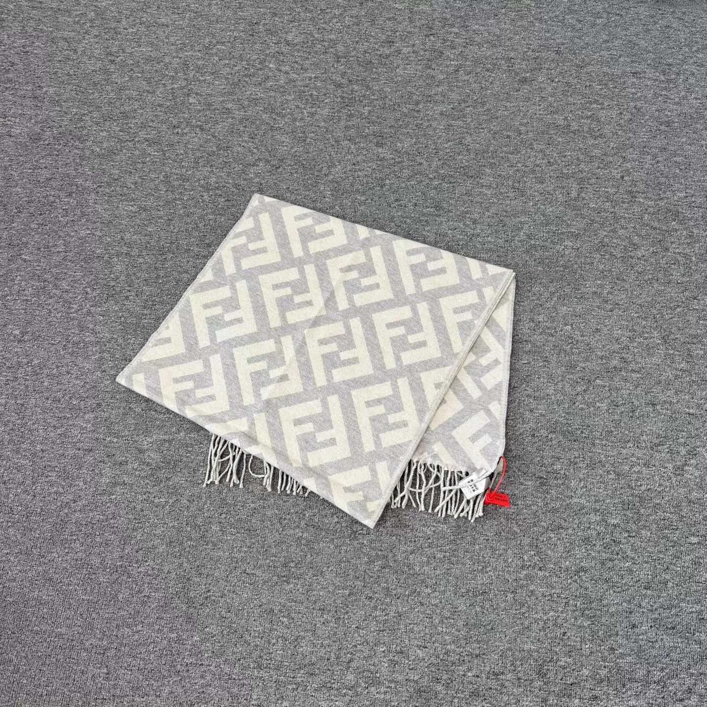 Fendi Fendi White All Over FF Print Tassel Cashmere Scarf 99 New Size ONE SIZE - 1 Thumbnail