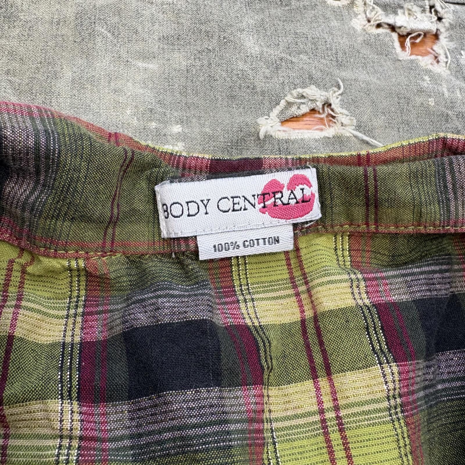 Vintage Vintage Y2K Lime Green Plaid Pink Waist Tie Button Up Shirt Size S / US 4 / IT 40 - 2 Thumbnail