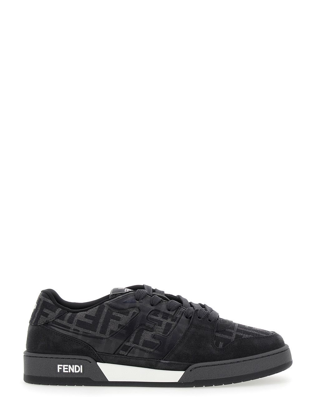 Fendi Grey Sneakers 'Match' with logo patch on the tongue and FF all-over motif in leather for Men Size US 10 / EU 43 - 1 Thumbnail
