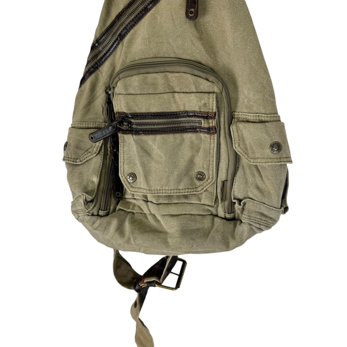 Japanese Brand 🌟GRAND STONE LEATHER PARTS MULTI POCKET SLING BAG Size ONE SIZE - 4 Thumbnail
