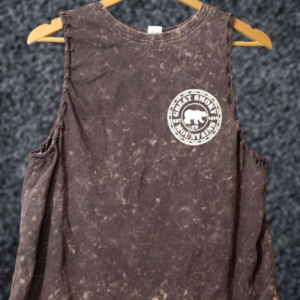Vintage Dreamside Tank Top Brown Stretch Lightweight Women's XL H94-50 Bohemian Cotton Sleeveless, Round Neck, Pullover, Casual Shirt Size XL / US 12-14 / IT 48-50 - 1 Thumbnail