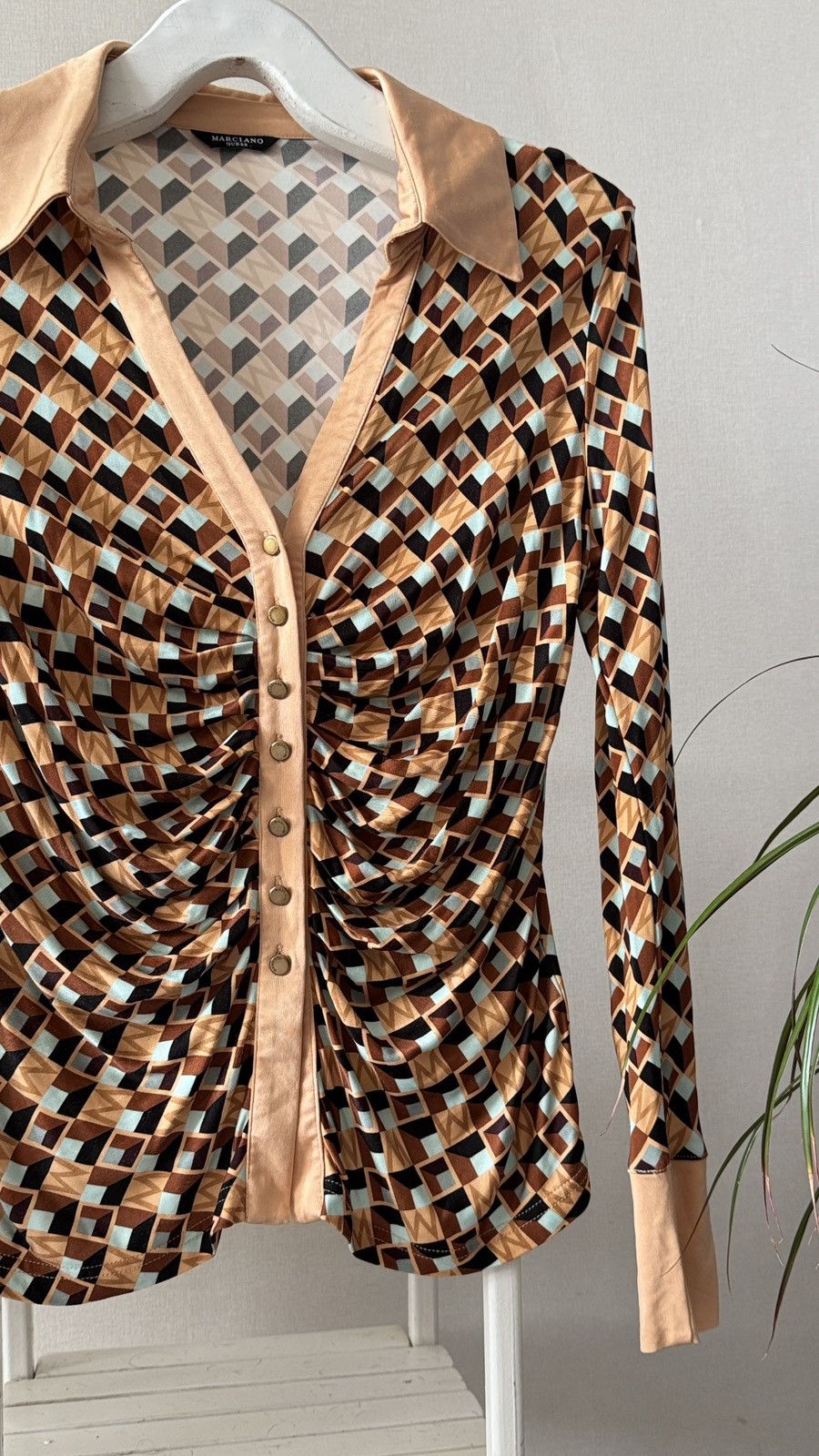Georges Marciano Guess Vintage shirt geometric print 70s Gucci Versace Style Size L / US 10 / IT 46 - 3 Thumbnail
