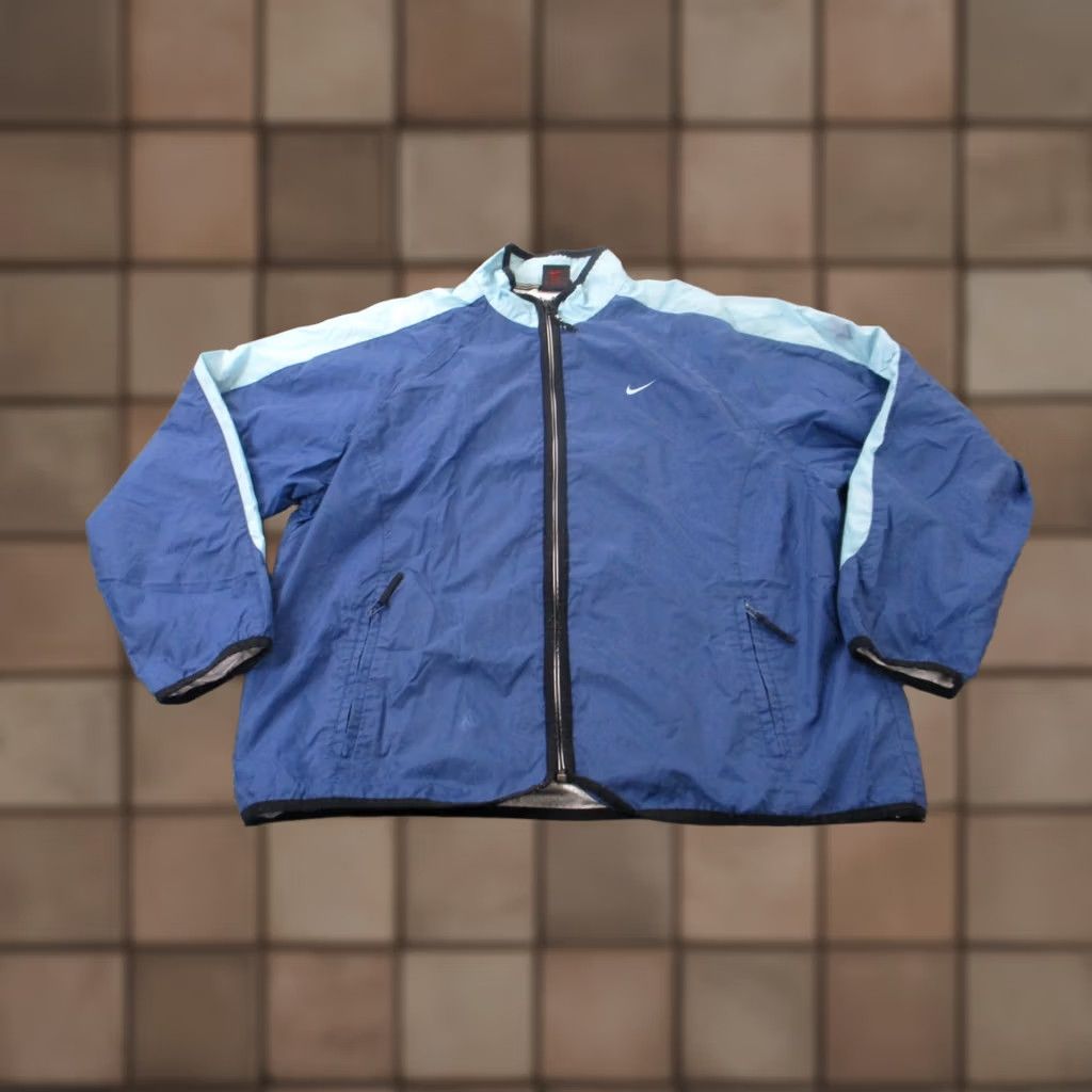 Nike Nike Jacket Womens L Blue Nylon Lined Golf Athletic Swoosh Logo Track Retro Windbreaker Mens Womens Boys Girls Size L / US 10 / IT 46 - 1 Thumbnail