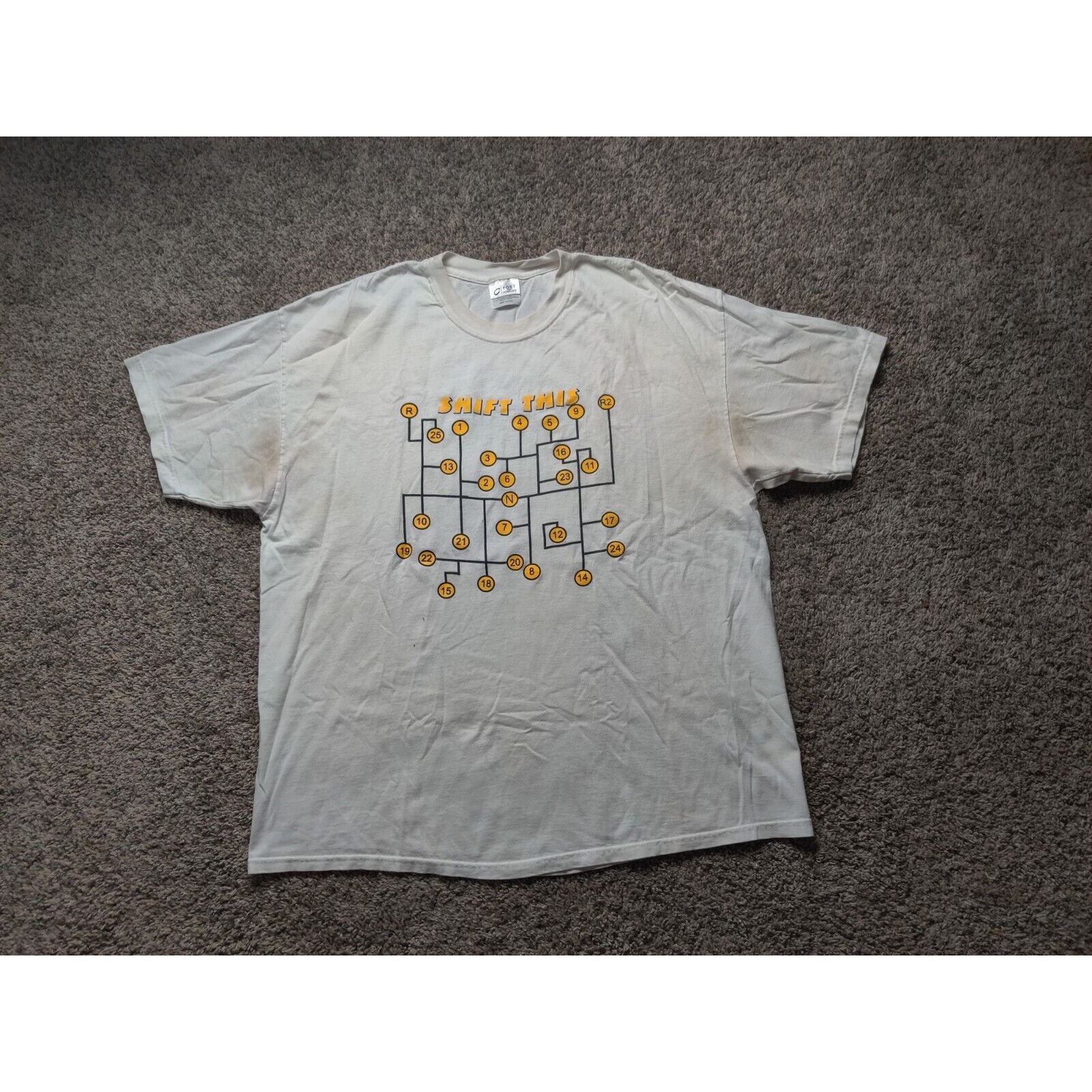 POST&CO Funny Car Shirt Adult Mens XL White Yellow Shift This Size US XL / EU 56 / 4 - 1 Thumbnail