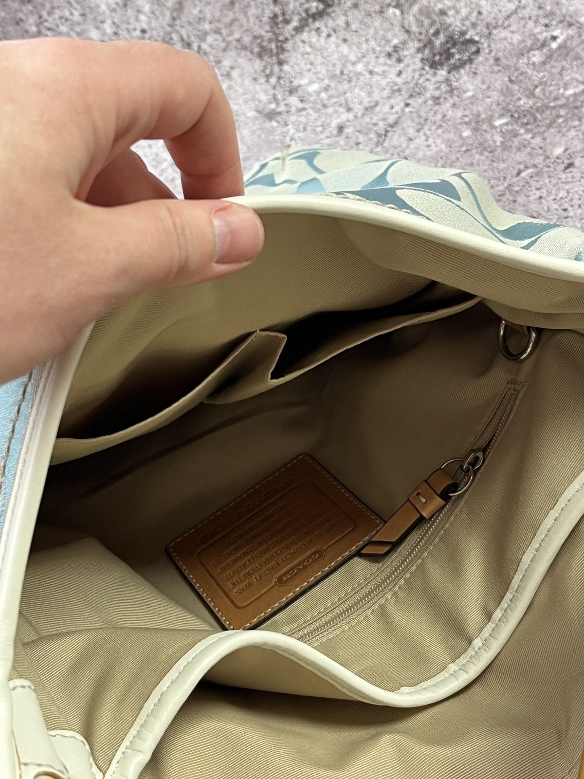 Coach Coach Blue Canvas Shoulder Bag Y2K Vintage Leather Trim Size ONE SIZE - 12 Thumbnail
