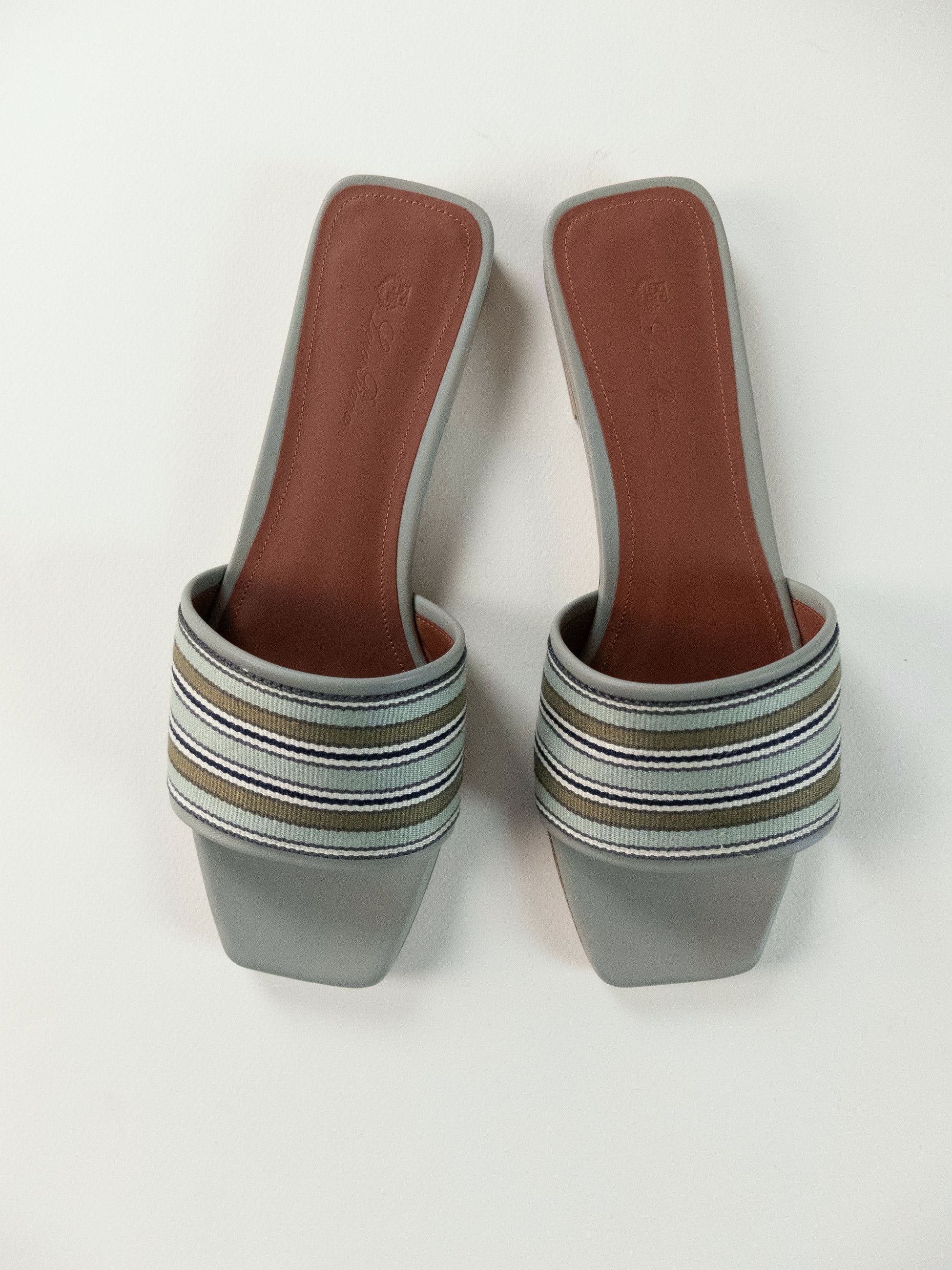 Loro Piana LORO PIANA Suitcase Stripes green slide sandals 8.5 38.5 Size US 8.5 / IT 38.5 - 4 Thumbnail