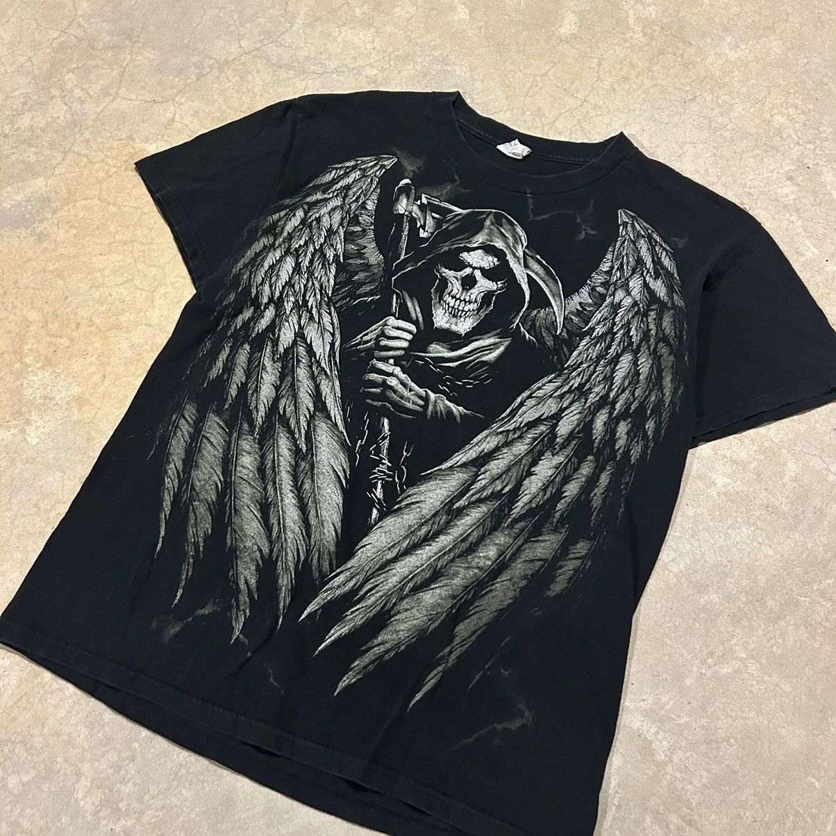 Affliction × Vintage Crazy Vintage Y2K Grim Reaper Skull Horror Tee Cyber Grunge Size US L / EU 52-54 / 3 - 2 Thumbnail