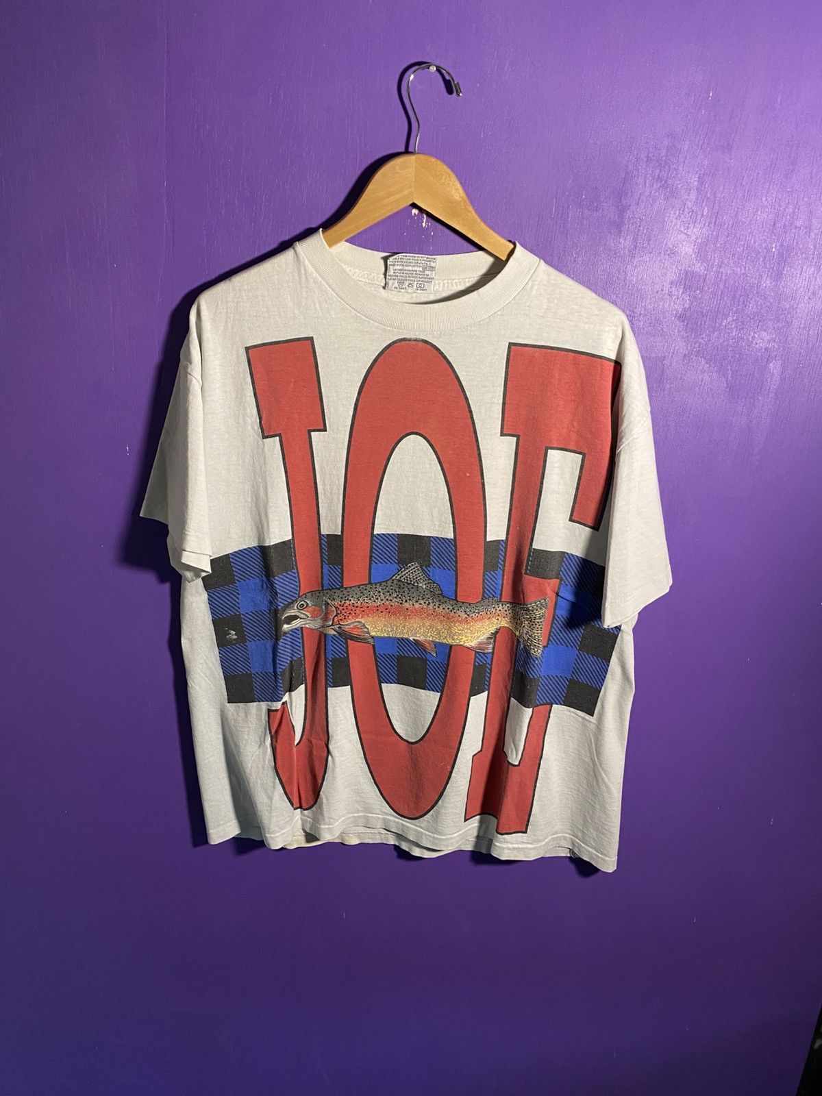 Joe Boxer Vintage 90s Joe Boxer rainbow trout AOP t-shirt Size US XL / EU 56 / 4 - 1 Thumbnail