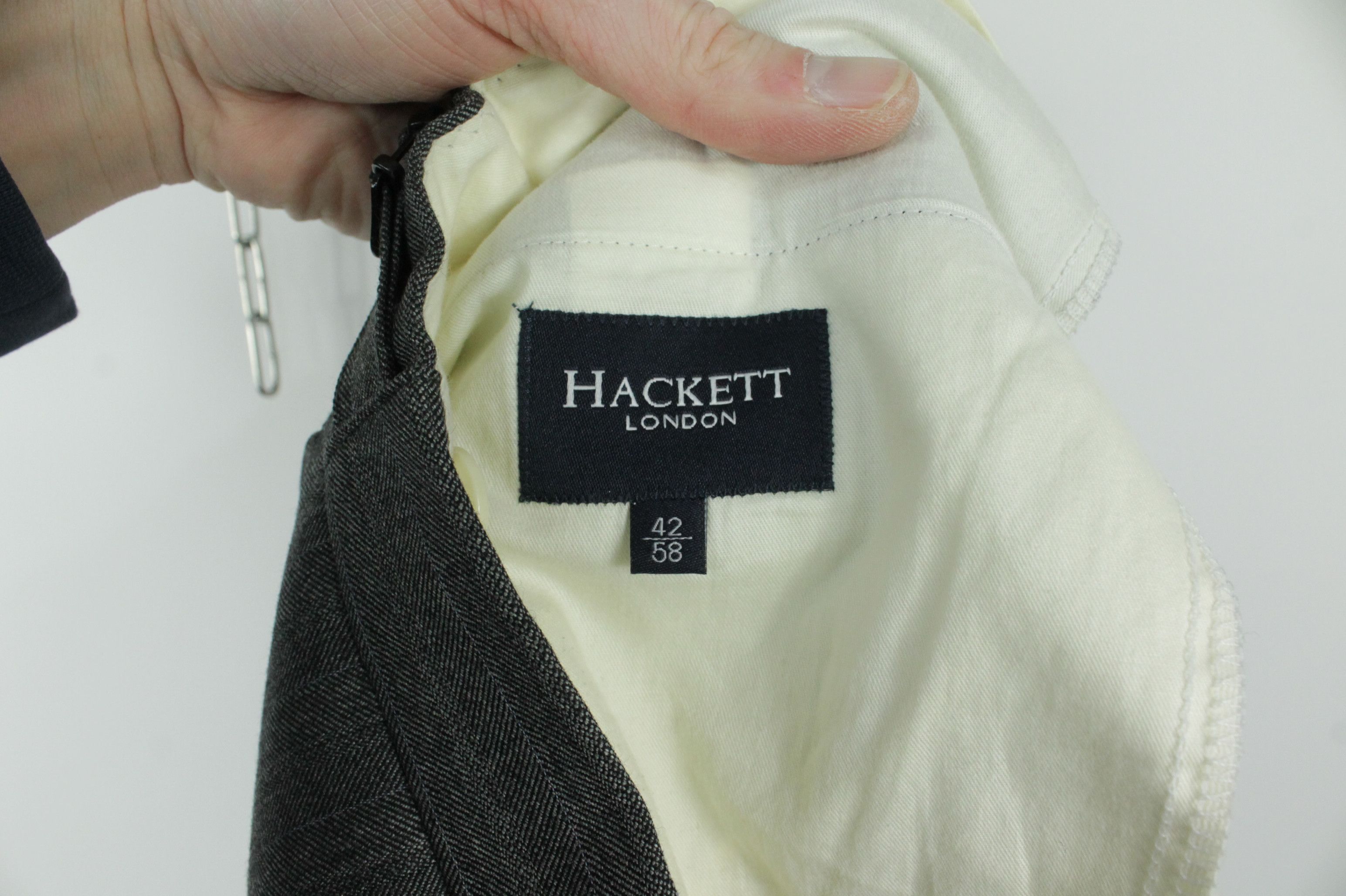 Hackett Hackett London Gray Micro Herringbone Wool 3BTN Formal Suit Size 42R - 15 Thumbnail