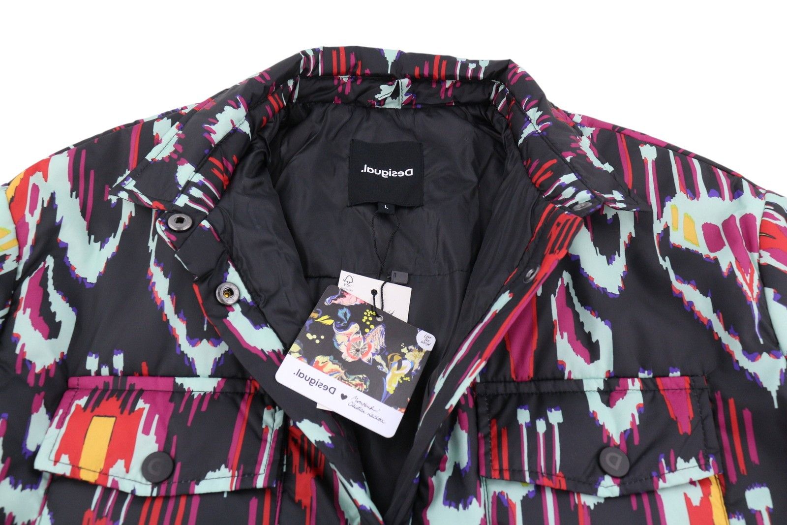 Desigual ELIOT L Colourful Abstract Print Padded Jacket 88466 Size L / US 10 / IT 46 - 5 Thumbnail