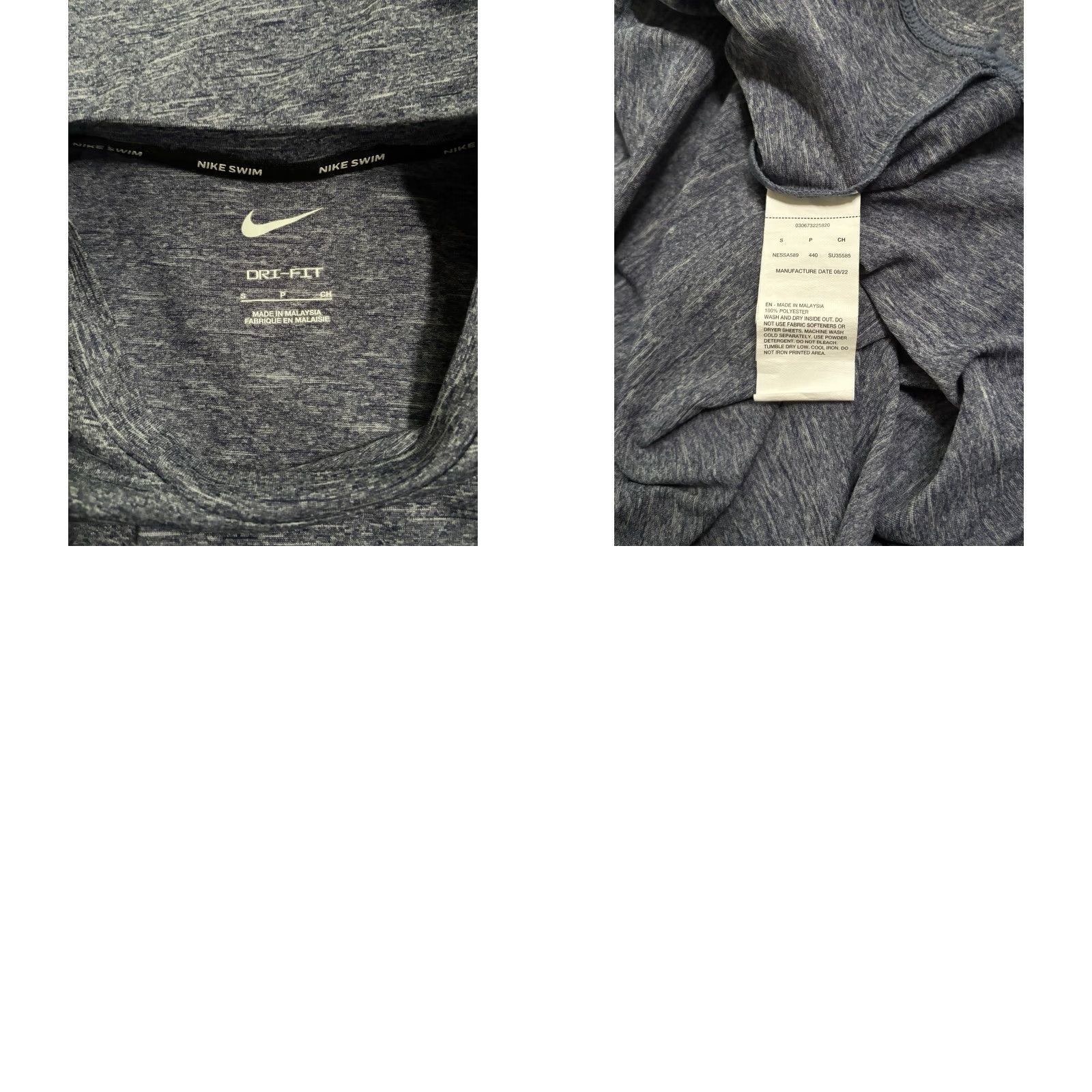 Nike set of 2 nike uv protection shirts mens size S short sleeve crew neck Dri-FIT upf sun shirts gray navy Heathered 100% polyester two-pack Size US S / EU 44-46 / 1 - 9 Thumbnail