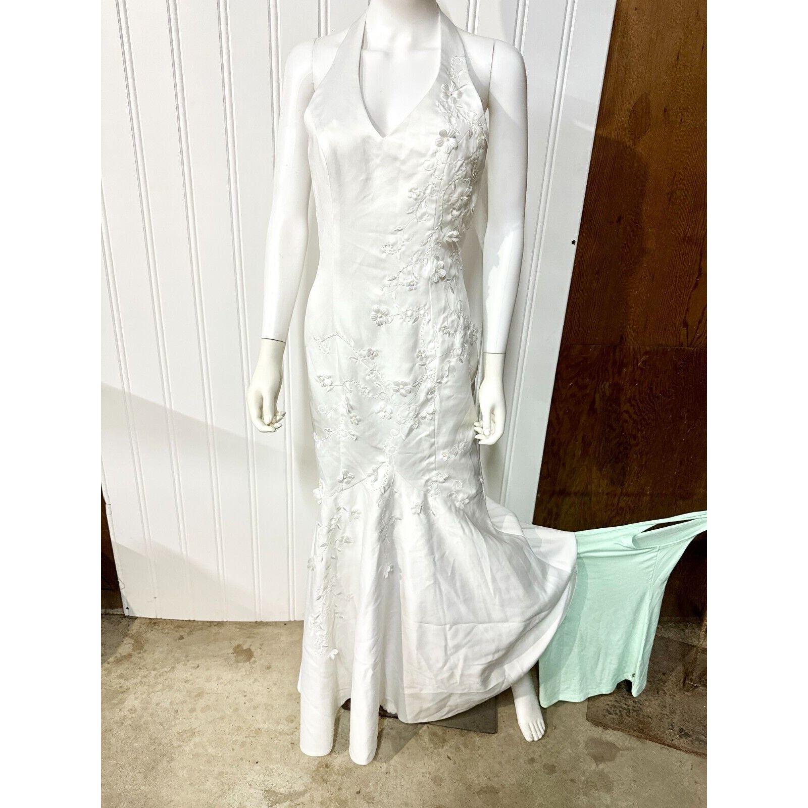 Cinderella Wedding Dress Halter Neck Pleated Open Back MD