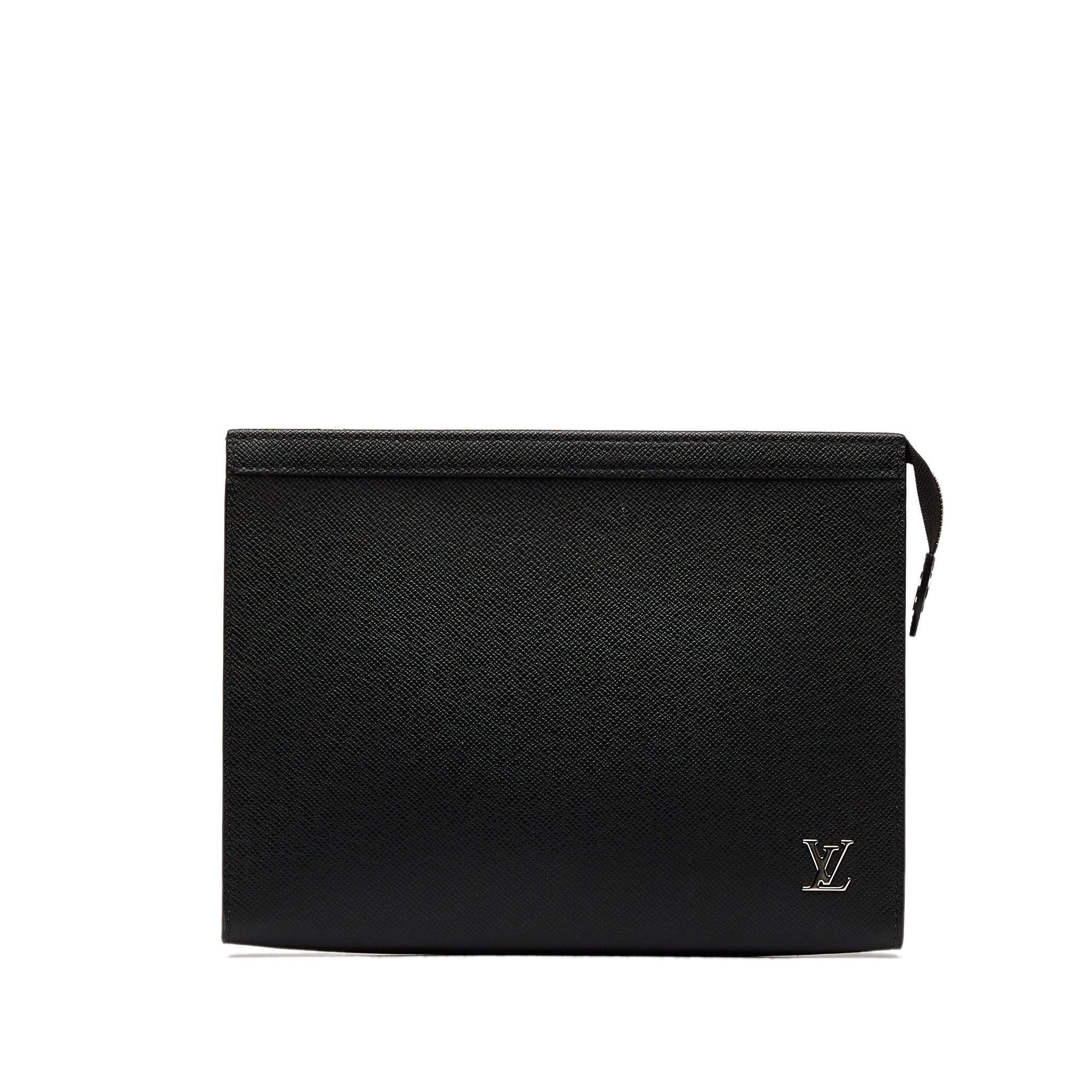 image of Louis Vuitton Taiga Pochette Voyage Mm Clutch Bag in Black, Women's