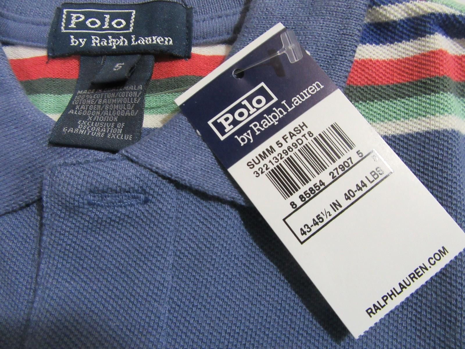 Polo Ralph Lauren Polo Ralph Lauren Boys Short Sleeve Polo Shirt Blue Striped Size US XXS / EU 40 - 3 Thumbnail