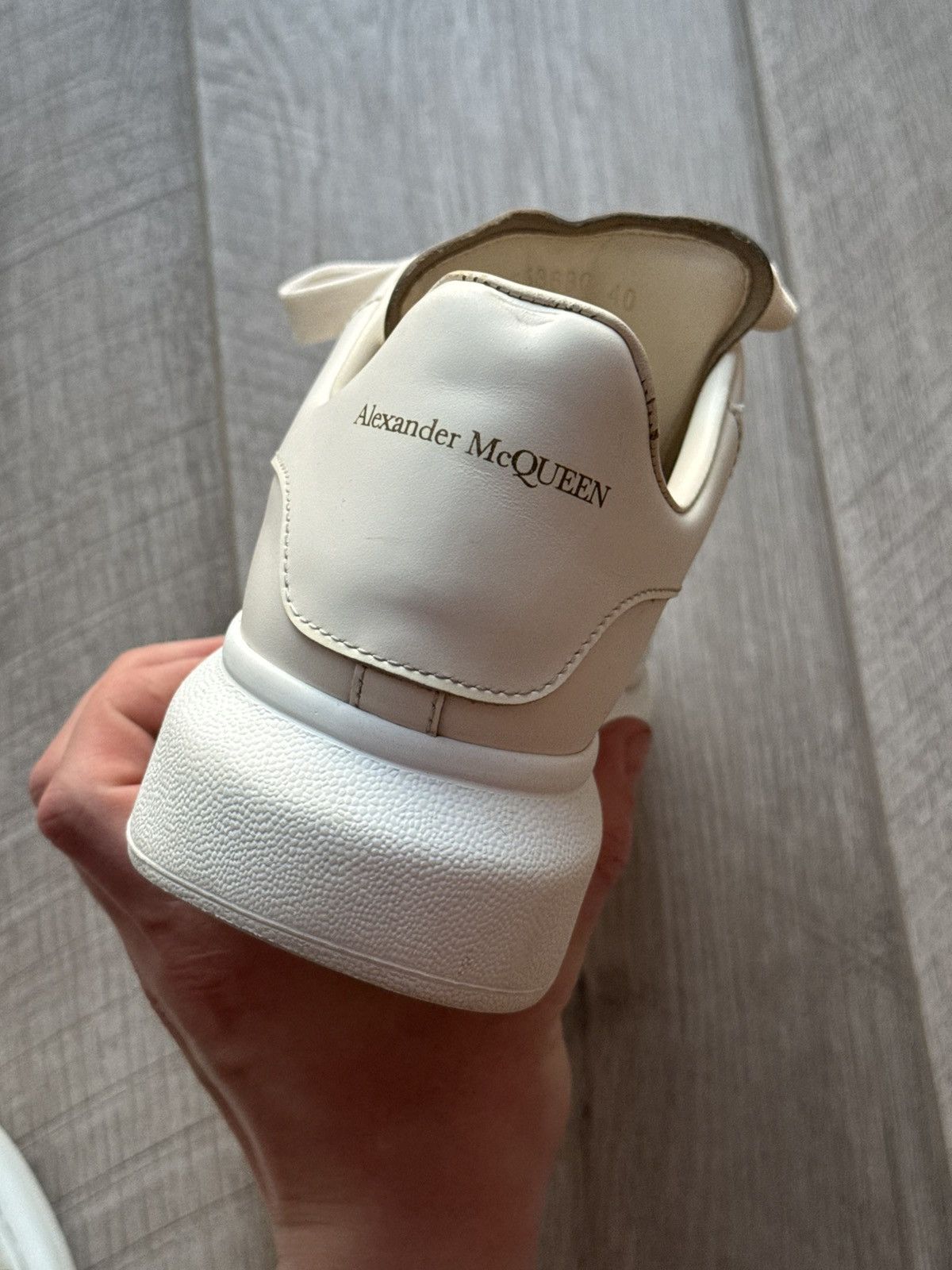 Alexander McQueen Alexander McQueen Oversized Leather White Sneakers Size US 7.5 / EU 40-41 - 12 Thumbnail