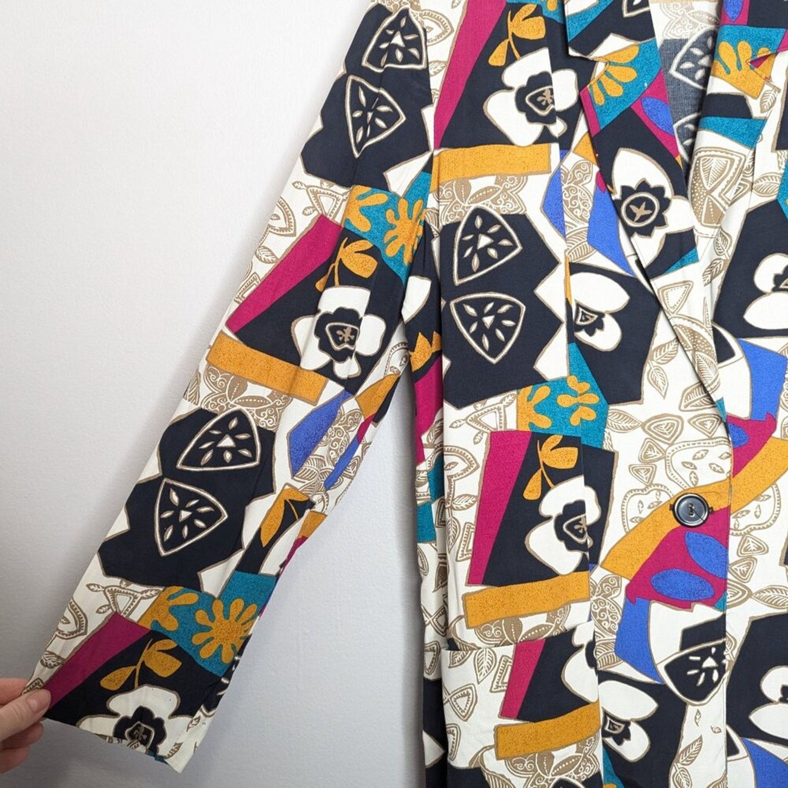 Vintage Vintage 80's Bright Geometric Pop Art Pattern Blazer Pockets Size L / US 10 / IT 46 - 8 Thumbnail