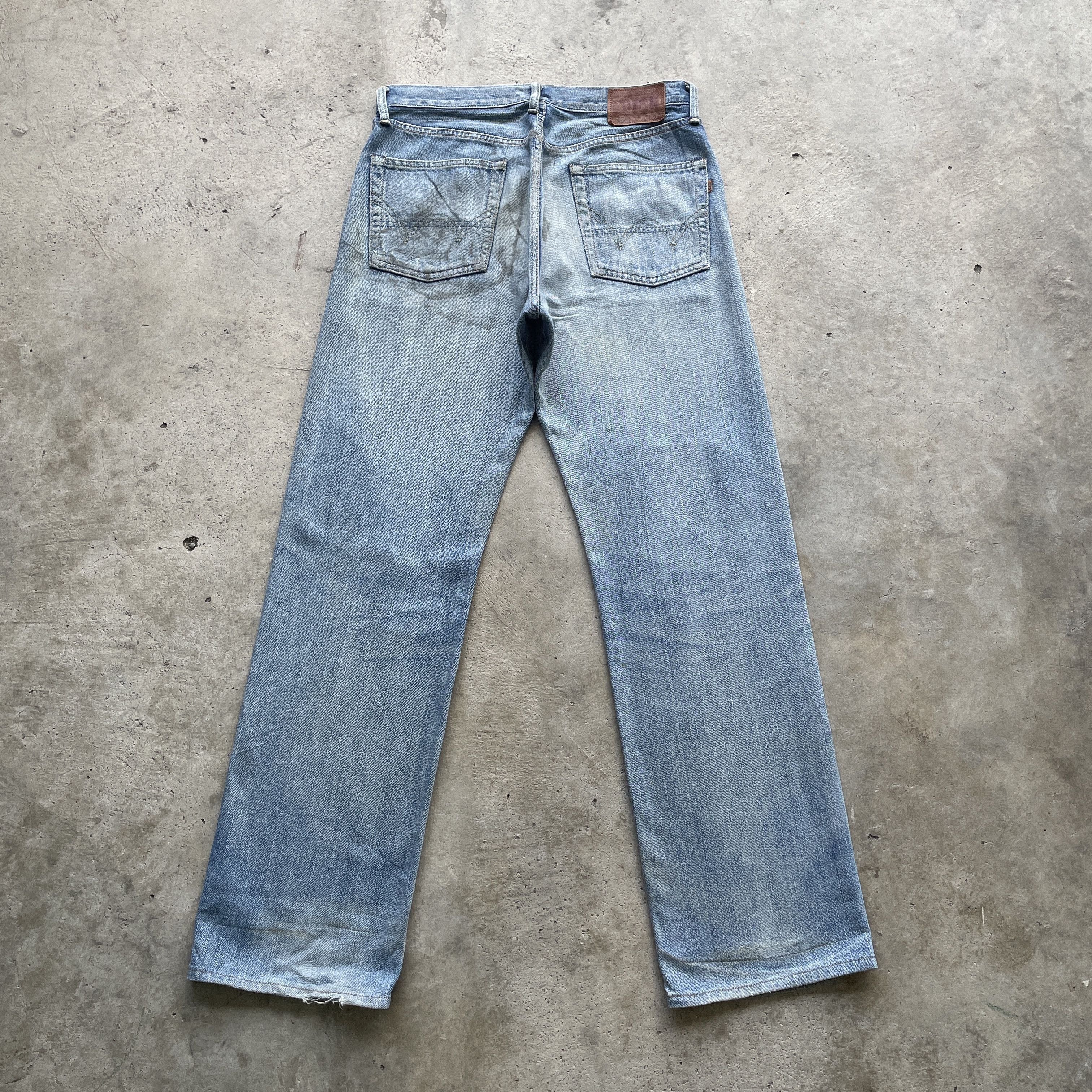 Edwin VINTAGE EDWIN 505 DISTRESSED BAGGY FADED REDLINE JEANS PANTS Size US 33 - 12 Thumbnail