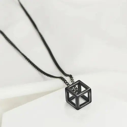 Jewelry Hollow Cube Pendant Necklaces 🔥🔥🔥 Size ONE SIZE - 1 Thumbnail