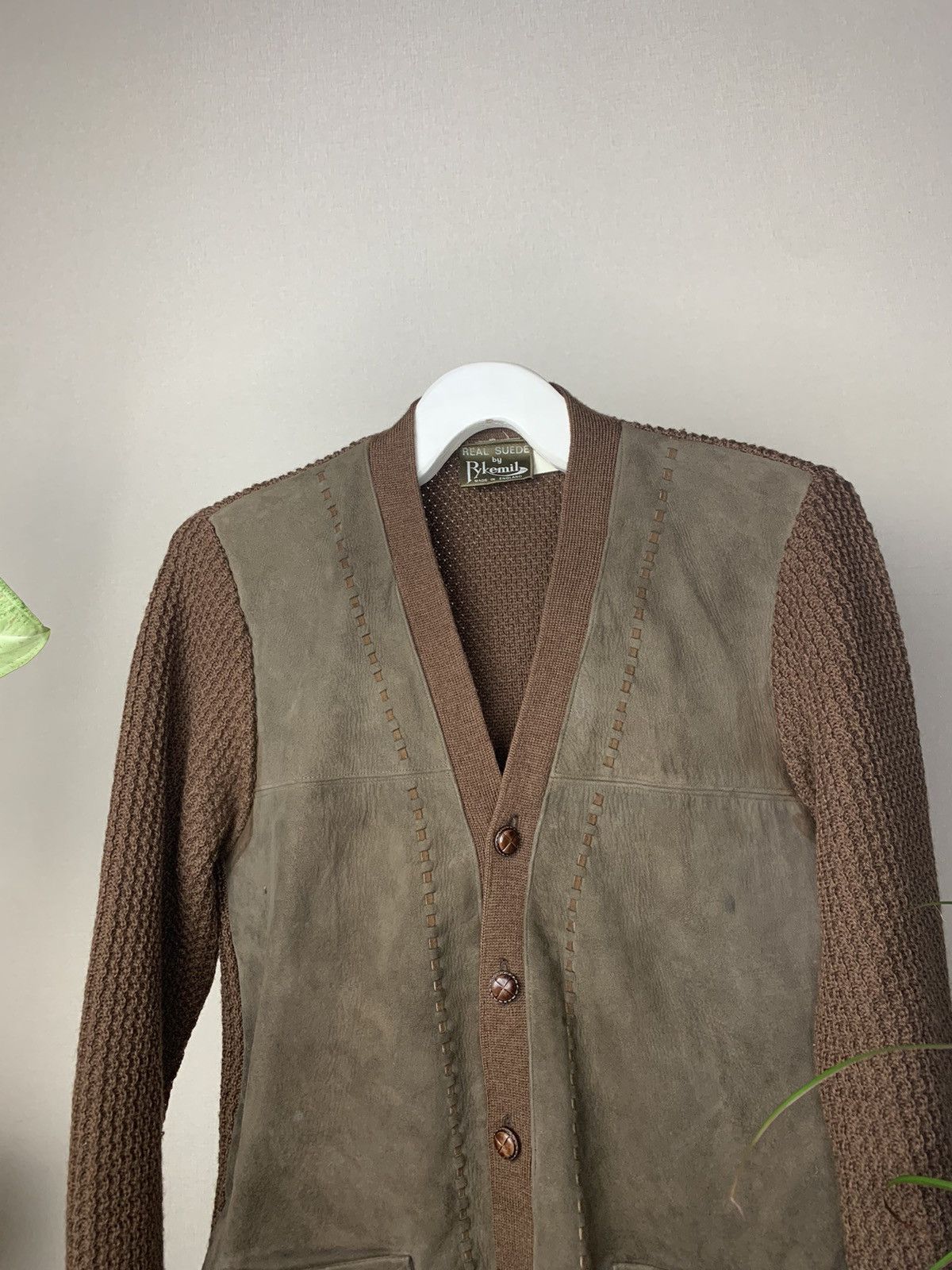 Vintage Rare! Vintage Real Suede Wool Leather Cardigan Jacket Size US L / EU 52-54 / 3 - 2 Thumbnail