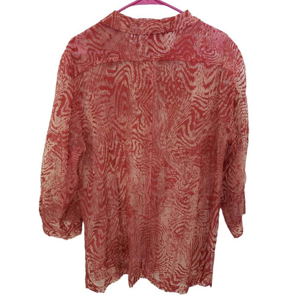 Chicos CT1279a Chico's Ladies Red Sheer Shirt Size 3 Size M / US 6-8 / IT 42-44 - 3 Thumbnail