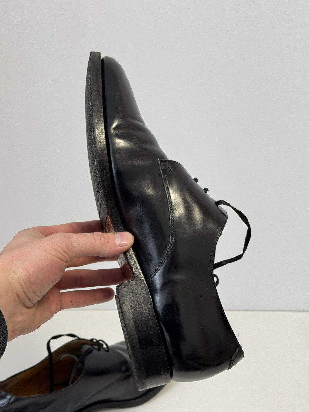 Barker Barker England Black Leather Derby Dress Shoes Size 11.5 Size US 11.5 / EU 44-45 - 12 Thumbnail