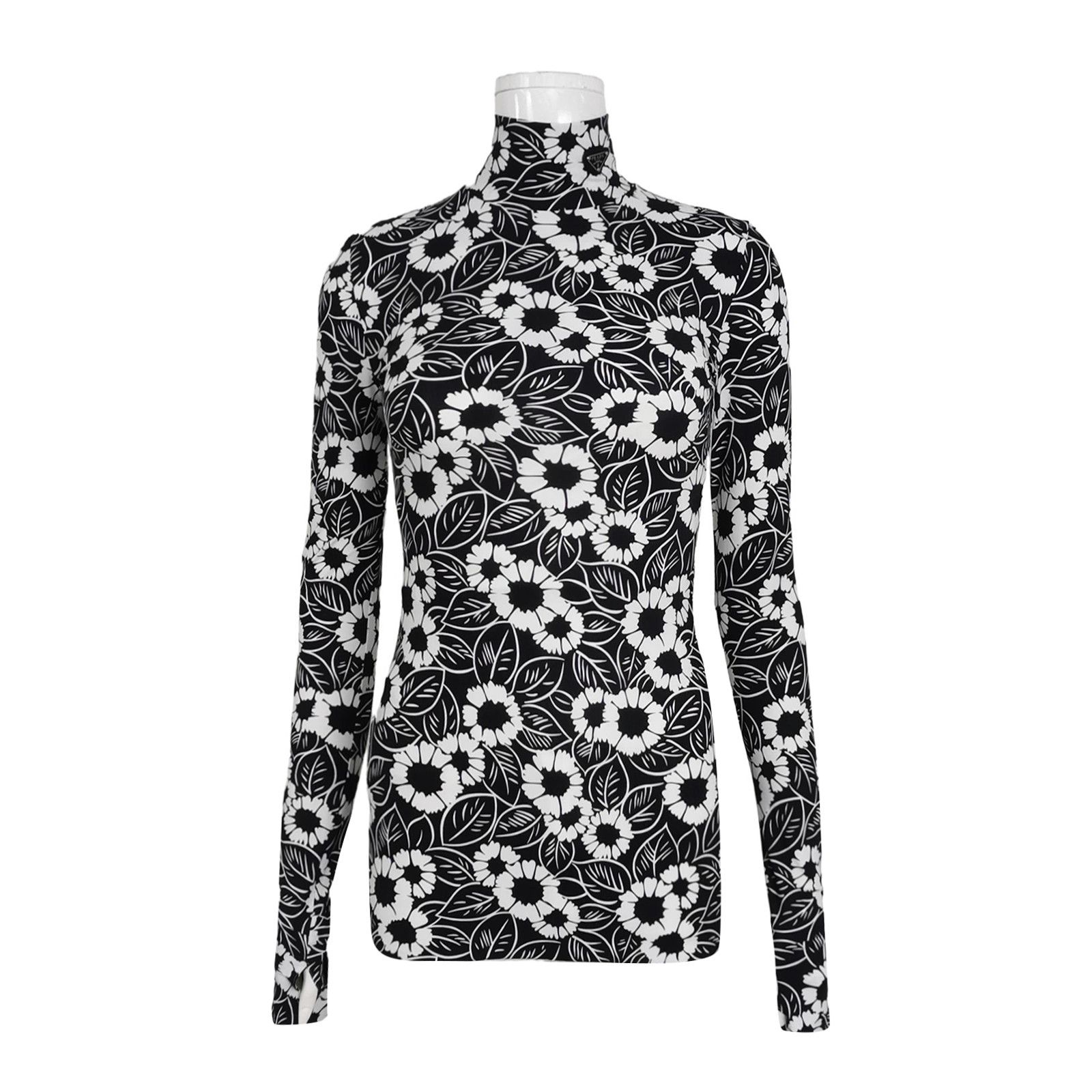Prada Prada Floral High Neck Long Sleeve Top Size 38 Size XS / US 0-2 / IT 36-38 - 1 Thumbnail