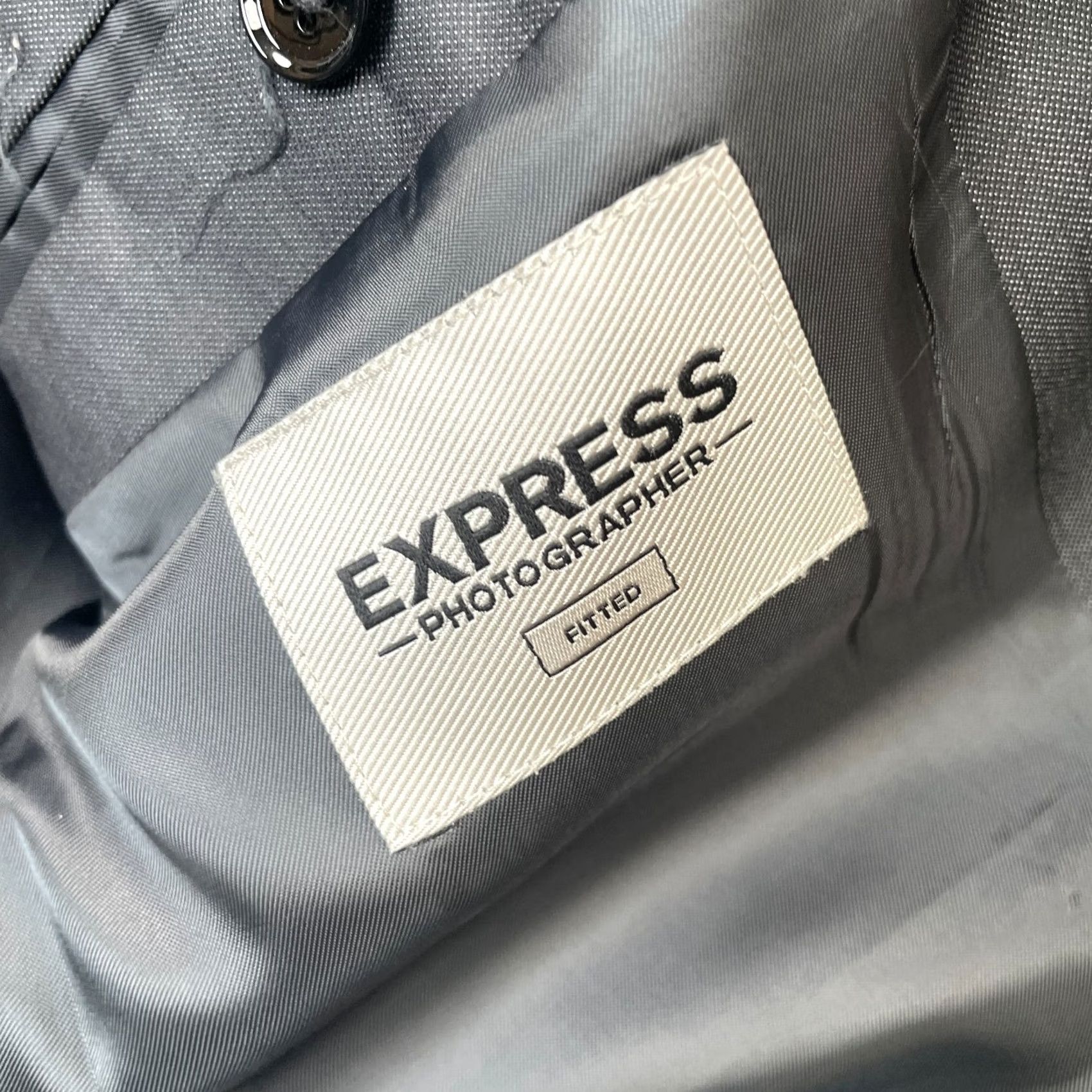 Express Express Mens Large Gray Blazer Coat Fitted Business Formal Size 42R - 5 Thumbnail